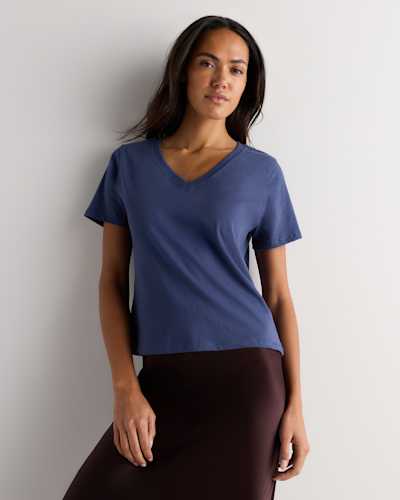 100% Organic Cotton Boxy V-Neck Tee