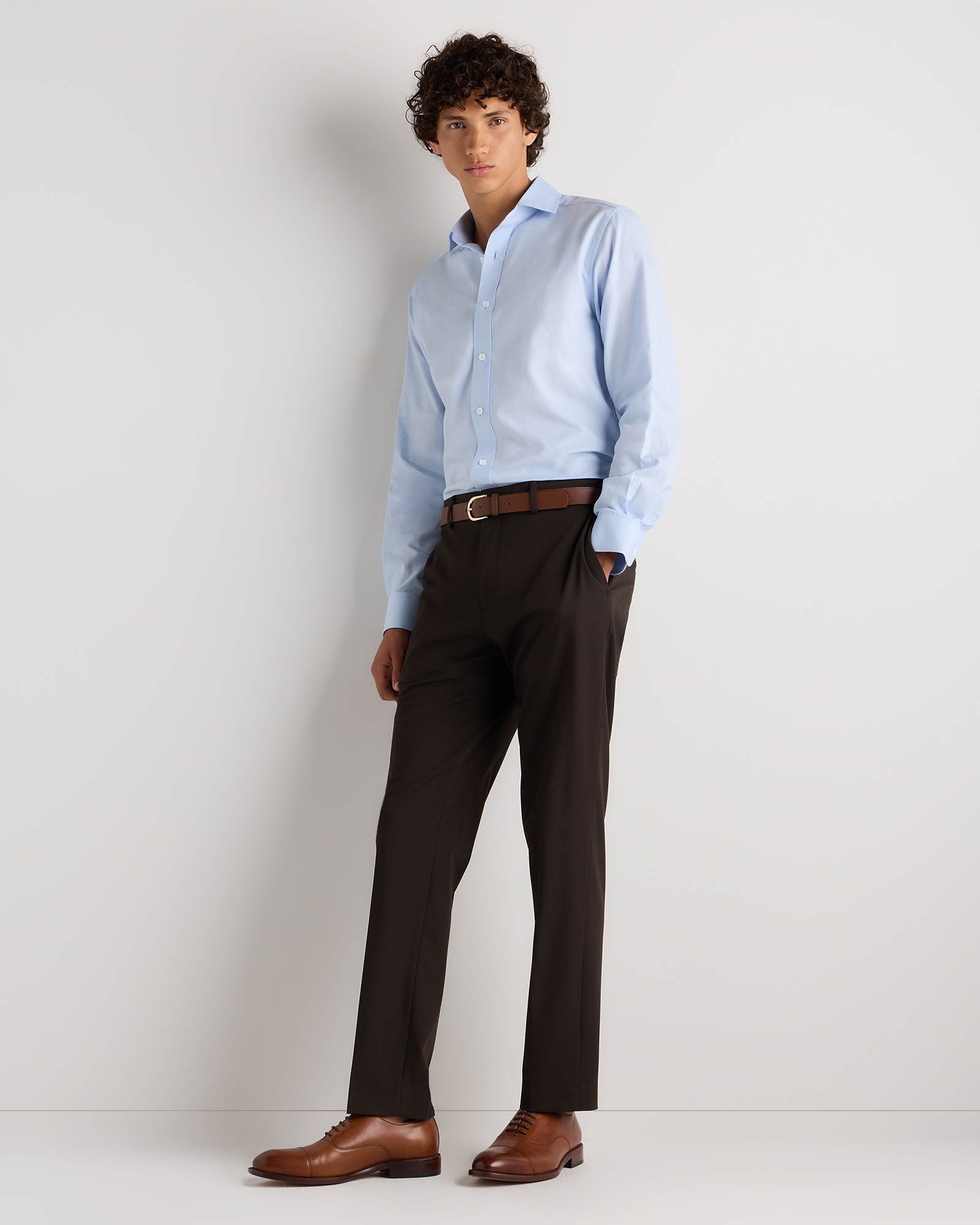 tailored slim cotton-cashmere dress shirt Banana Republic Blue Texture Tailored Slim Fit Blue Cotton Cashmere Shirt S  $120