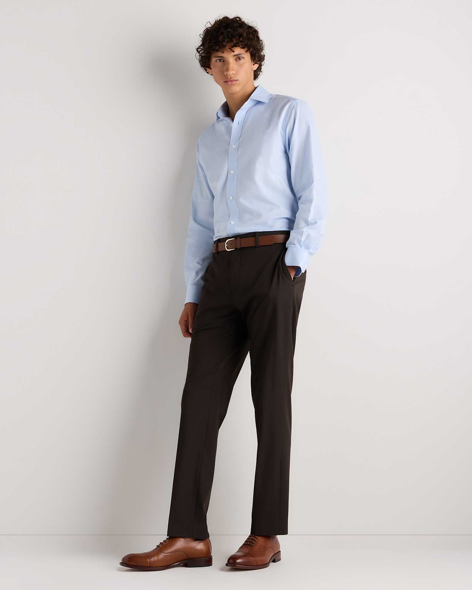 tailored slim cotton-cashmere dress shirt Banana Republic Blue Texture Tailored Slim Fit Blue Cotton Cashmere Shirt S $120
