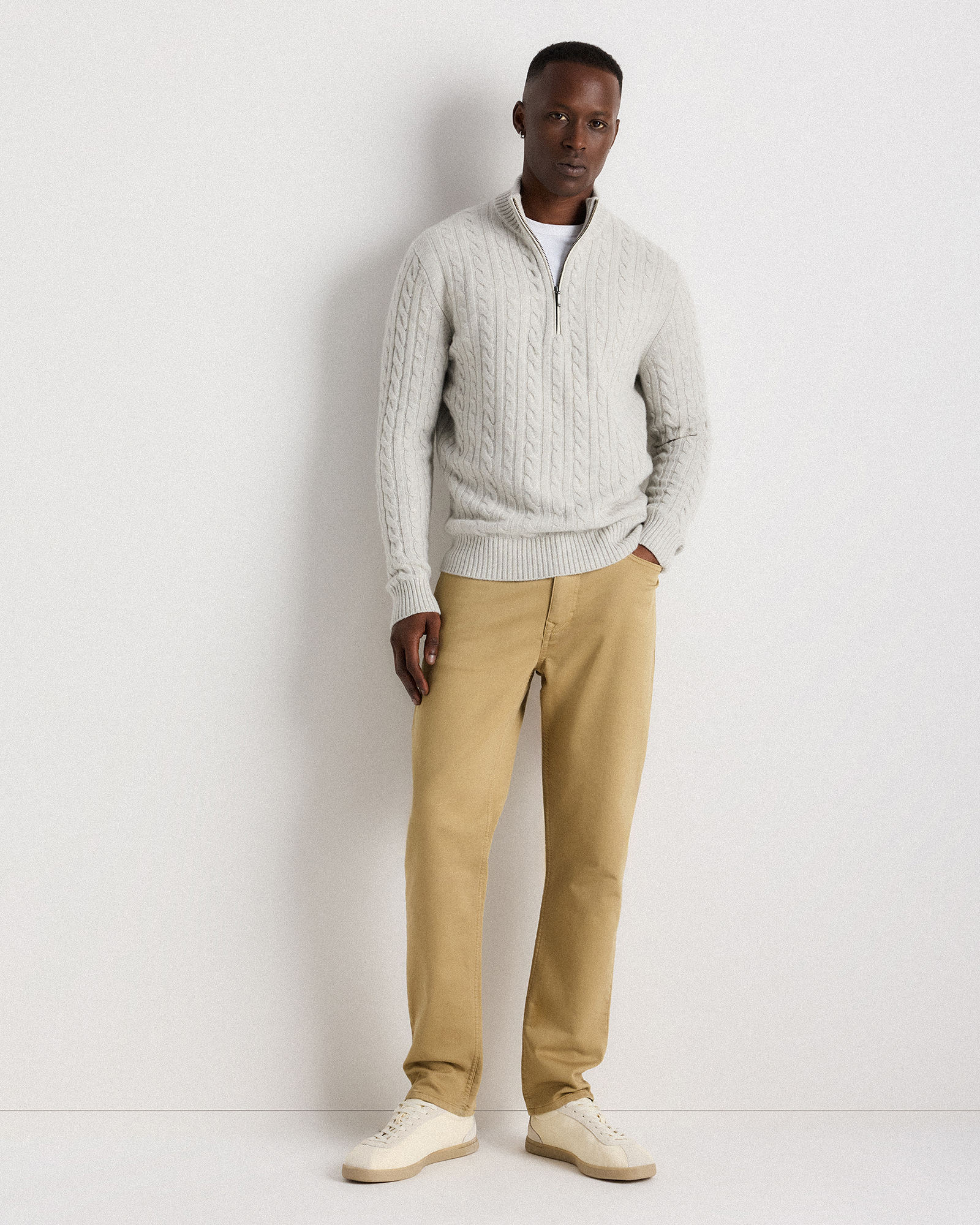 Luxe Baby Cashmere Cable Quarter Zip Sweater