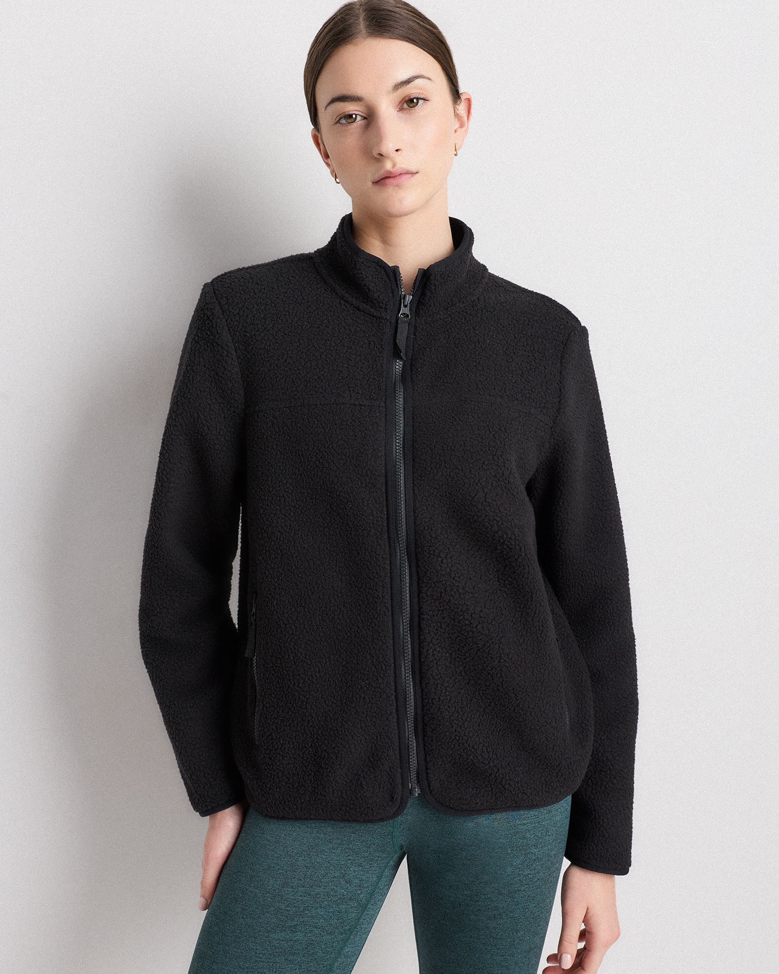 Quince Women's Sherpa Full-zip Jacket In Black