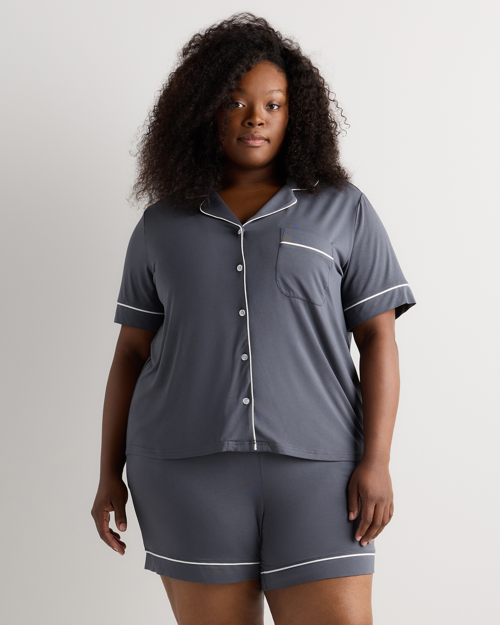 Graphite Bamboo Jersey Short Sleeve Pajama Set