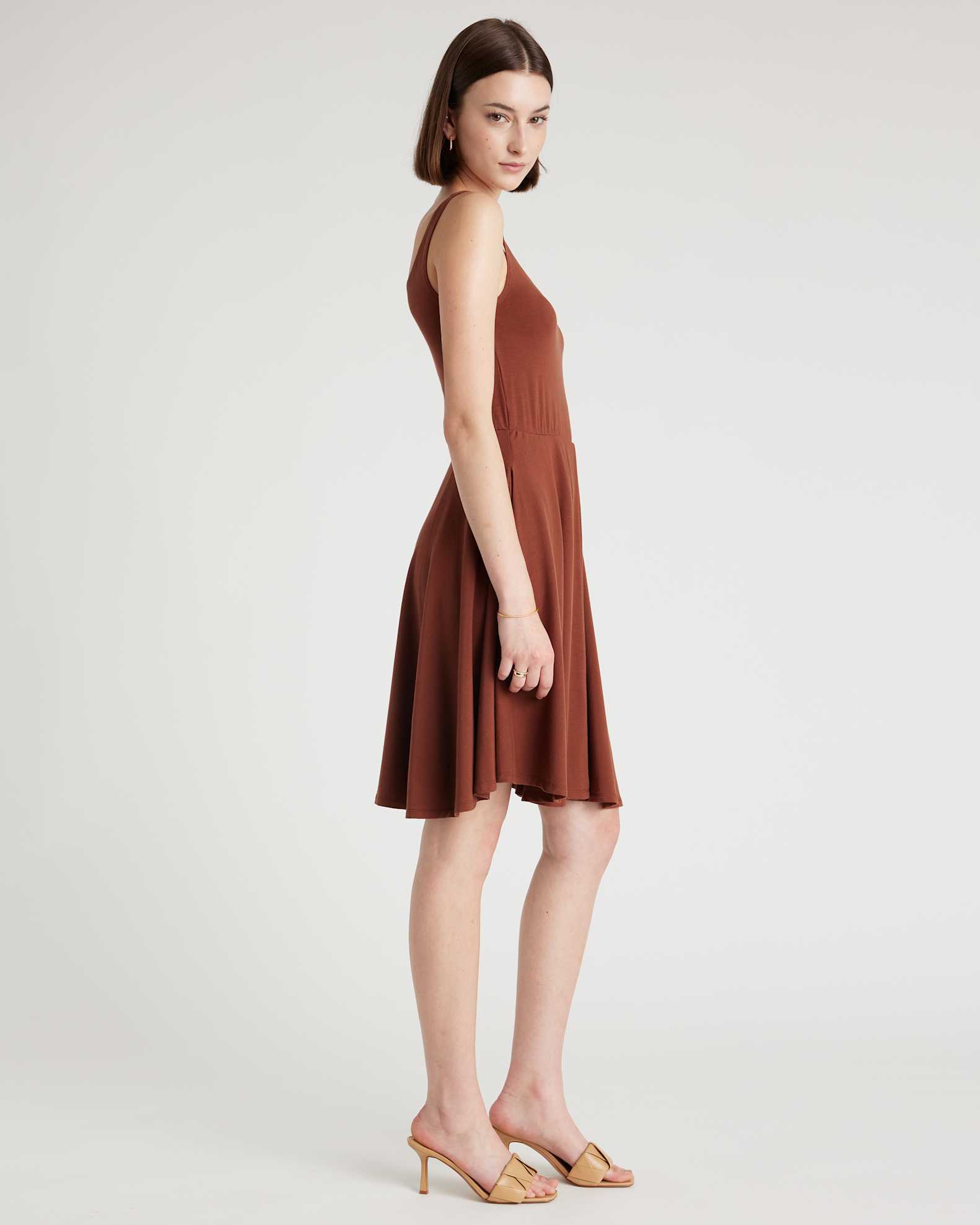 quince jersey dress Quince Women's Tencel Jersey Fit & Flare Dress, Carbon Grey, Size XL