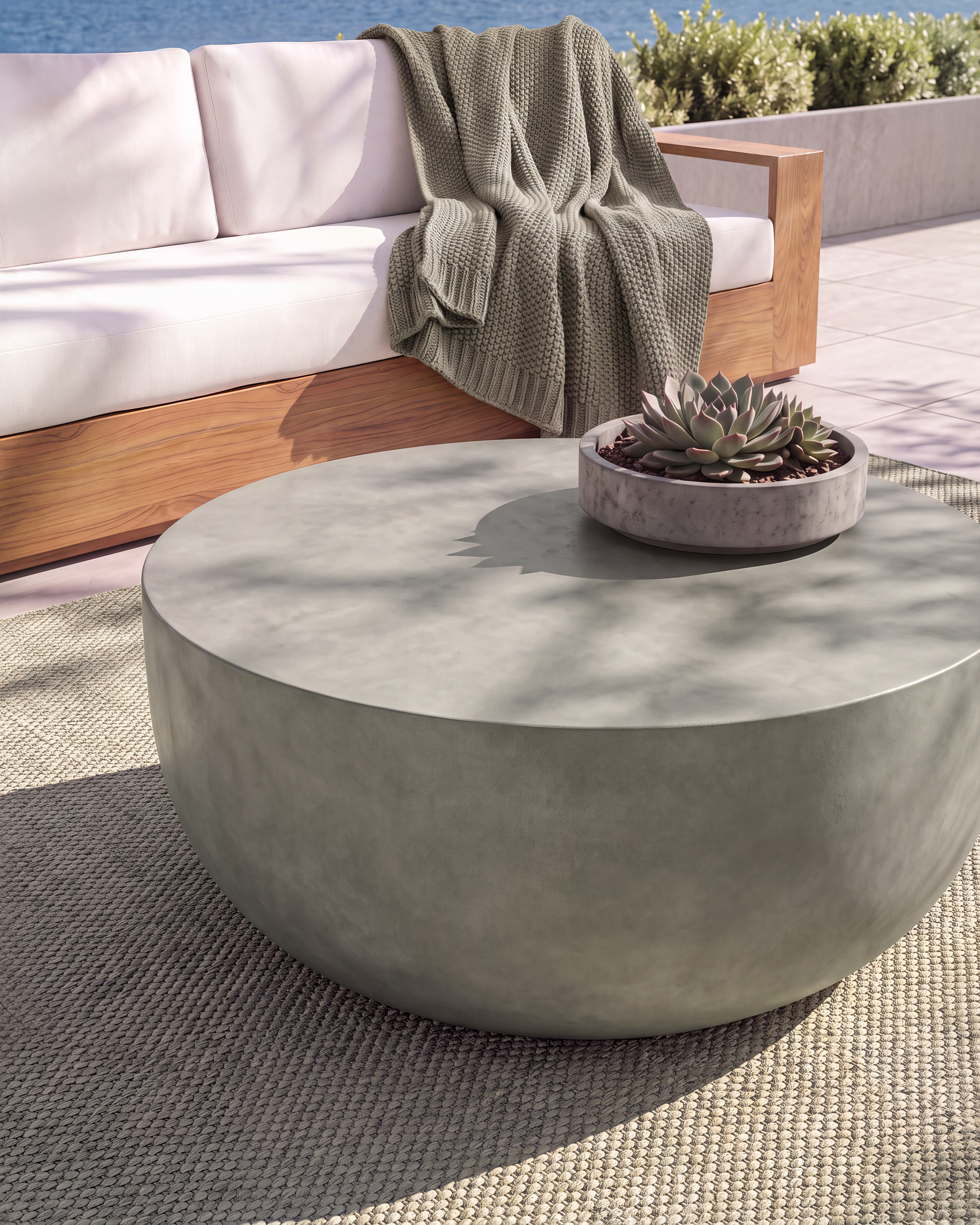 Concrete Drum Outdoor Coffee Table - thumbnail 4