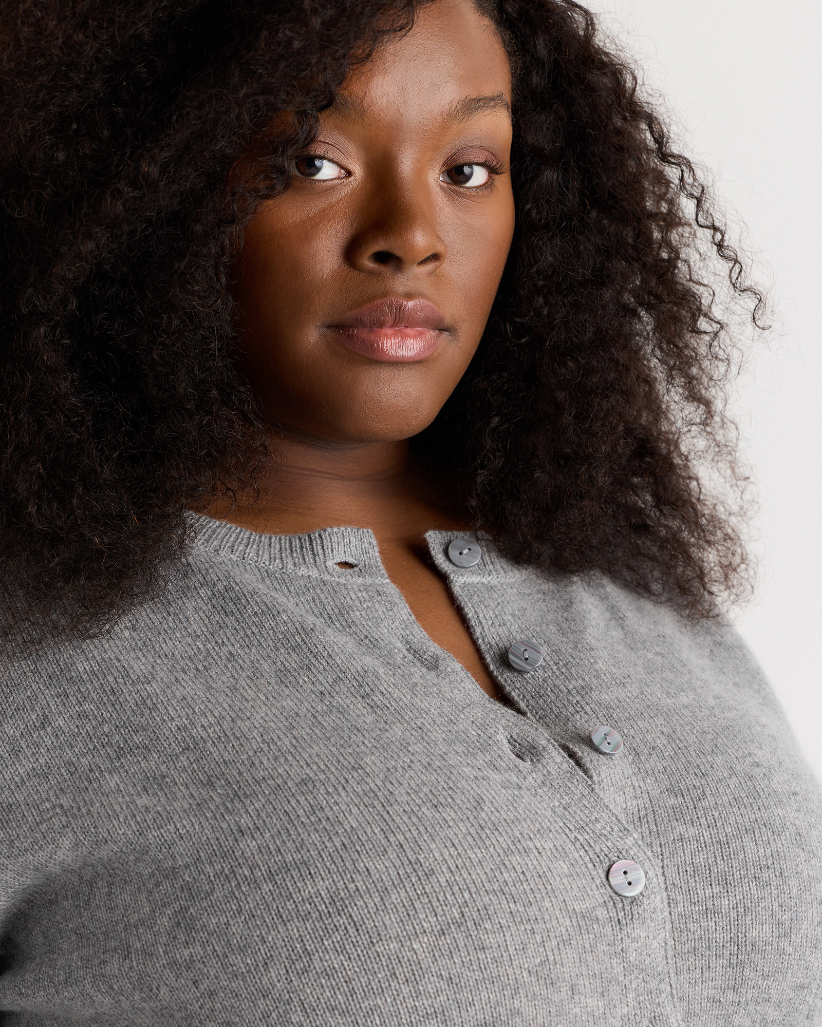 Mongolian Cashmere Cropped Crew Cardigan - Plus Size