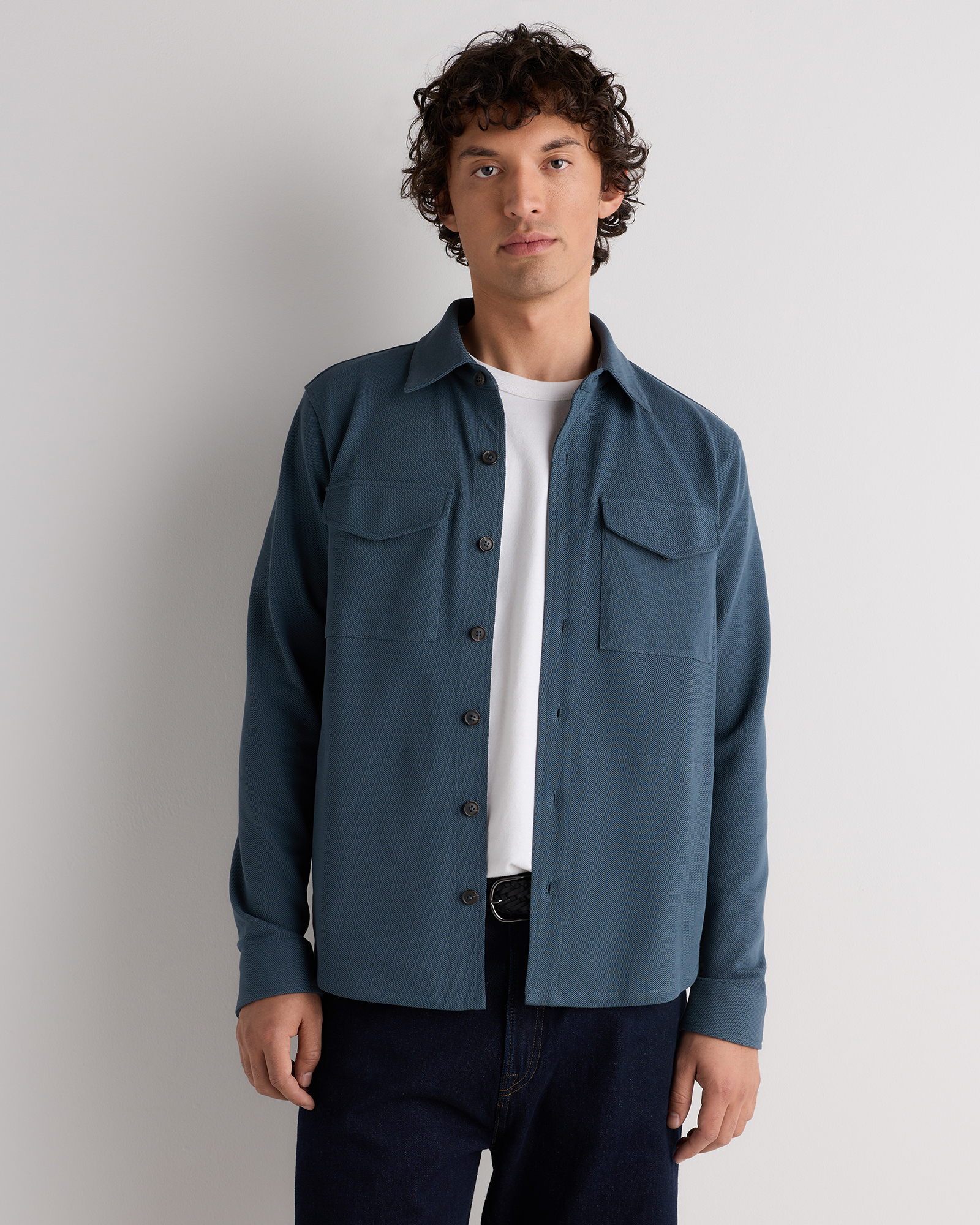Ocean Cotton Pique Knit Overshirt