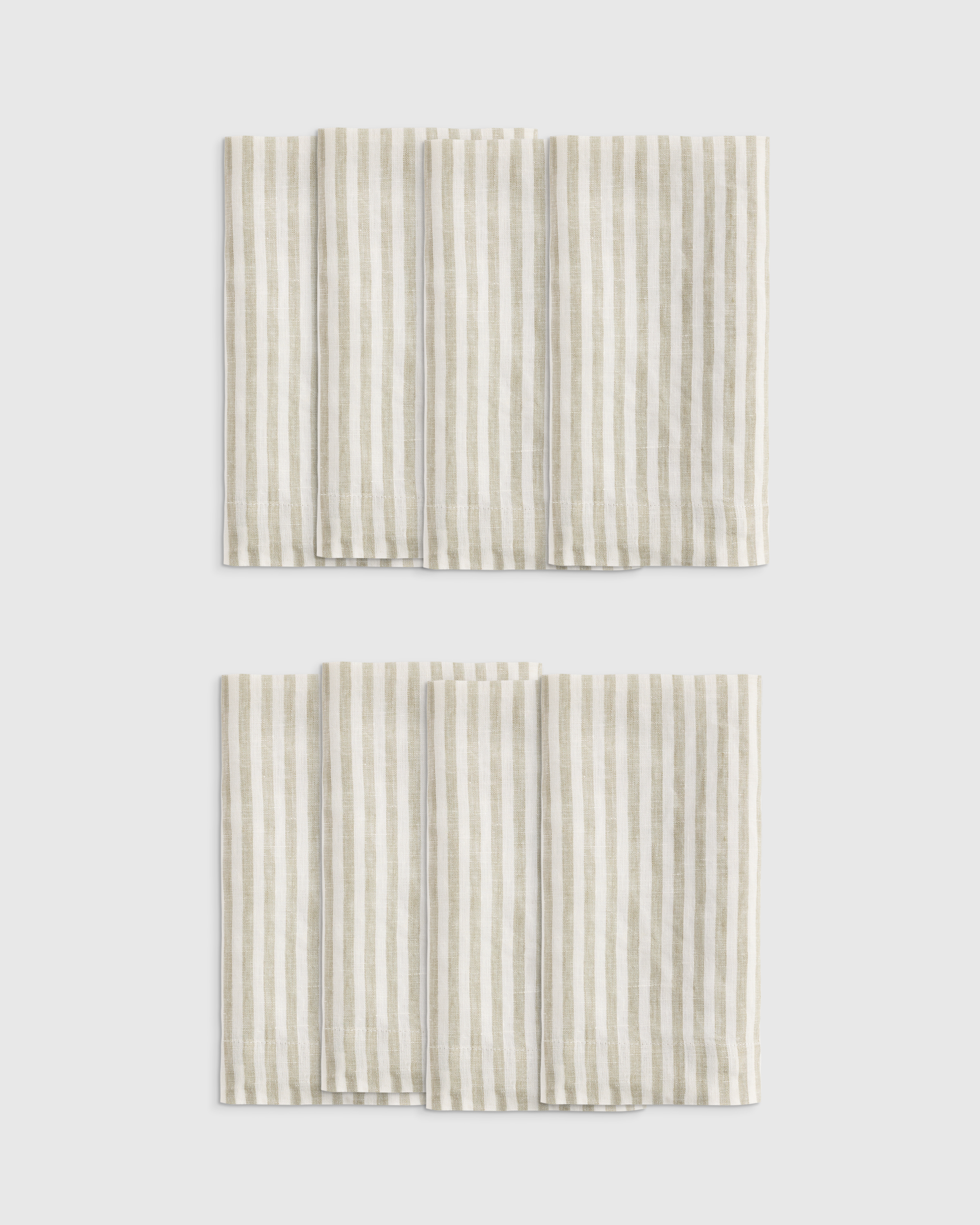 Willowleaf/White Stripe European Linen Wide-Hem Stripe Napkins (Set of 8)