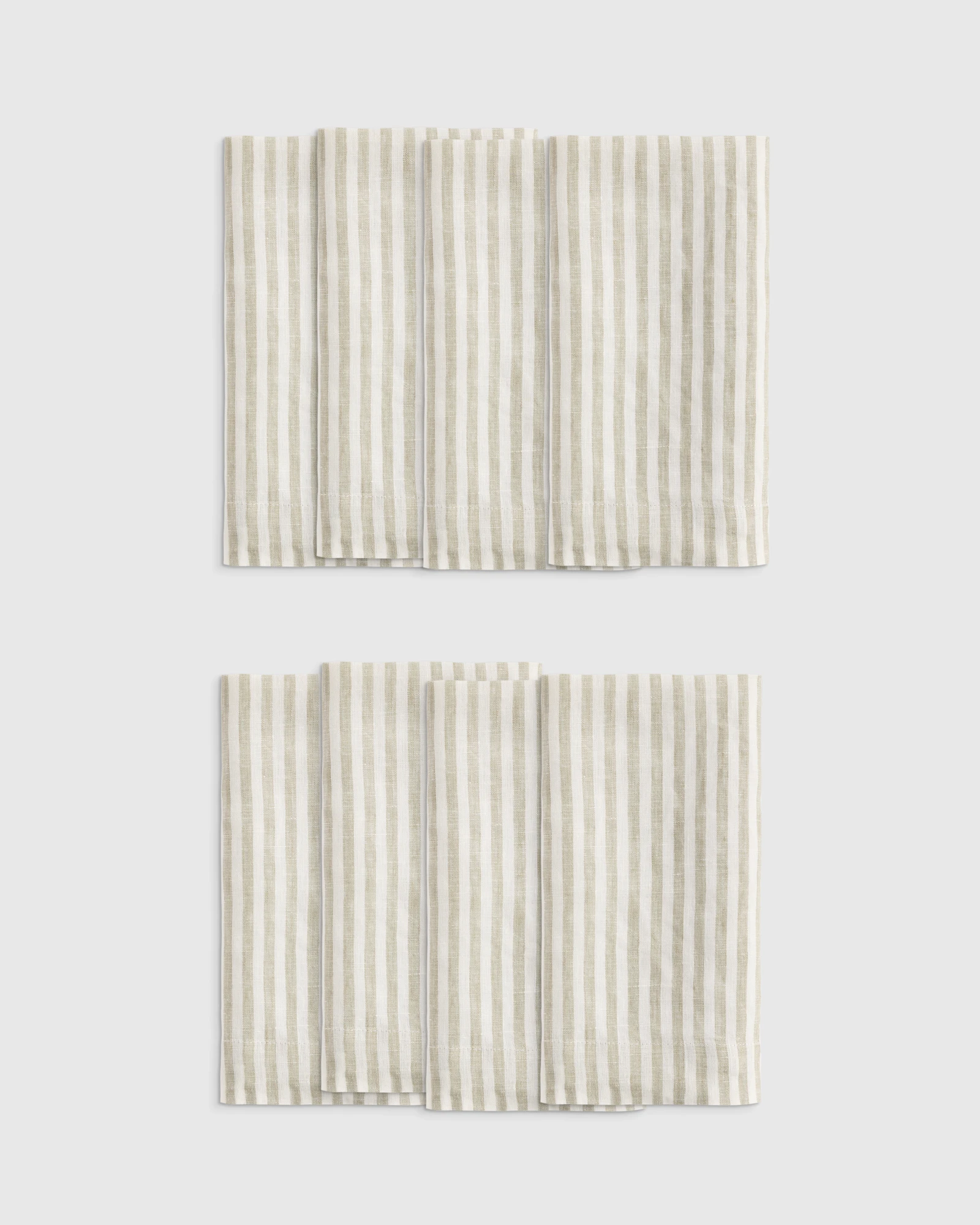 European Linen Wide-Hem Stripe Napkins, Set of 8