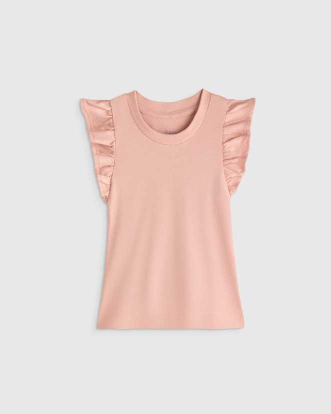 Pink Rose Ruffle Sleeve Organic Cotton Top
