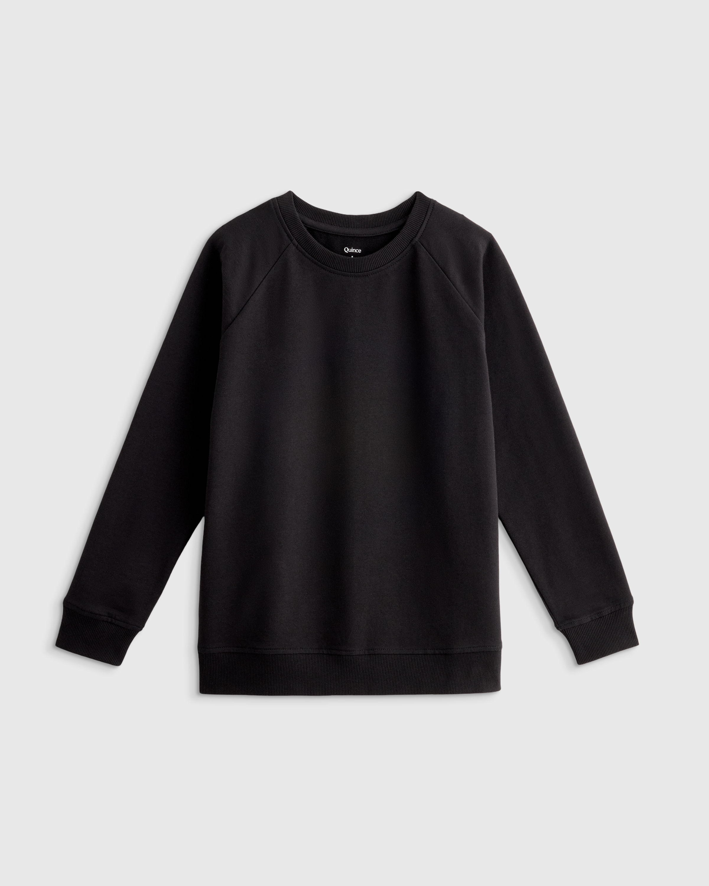 Black Organic Cotton French Terry Crew Neck Sweatshirt 