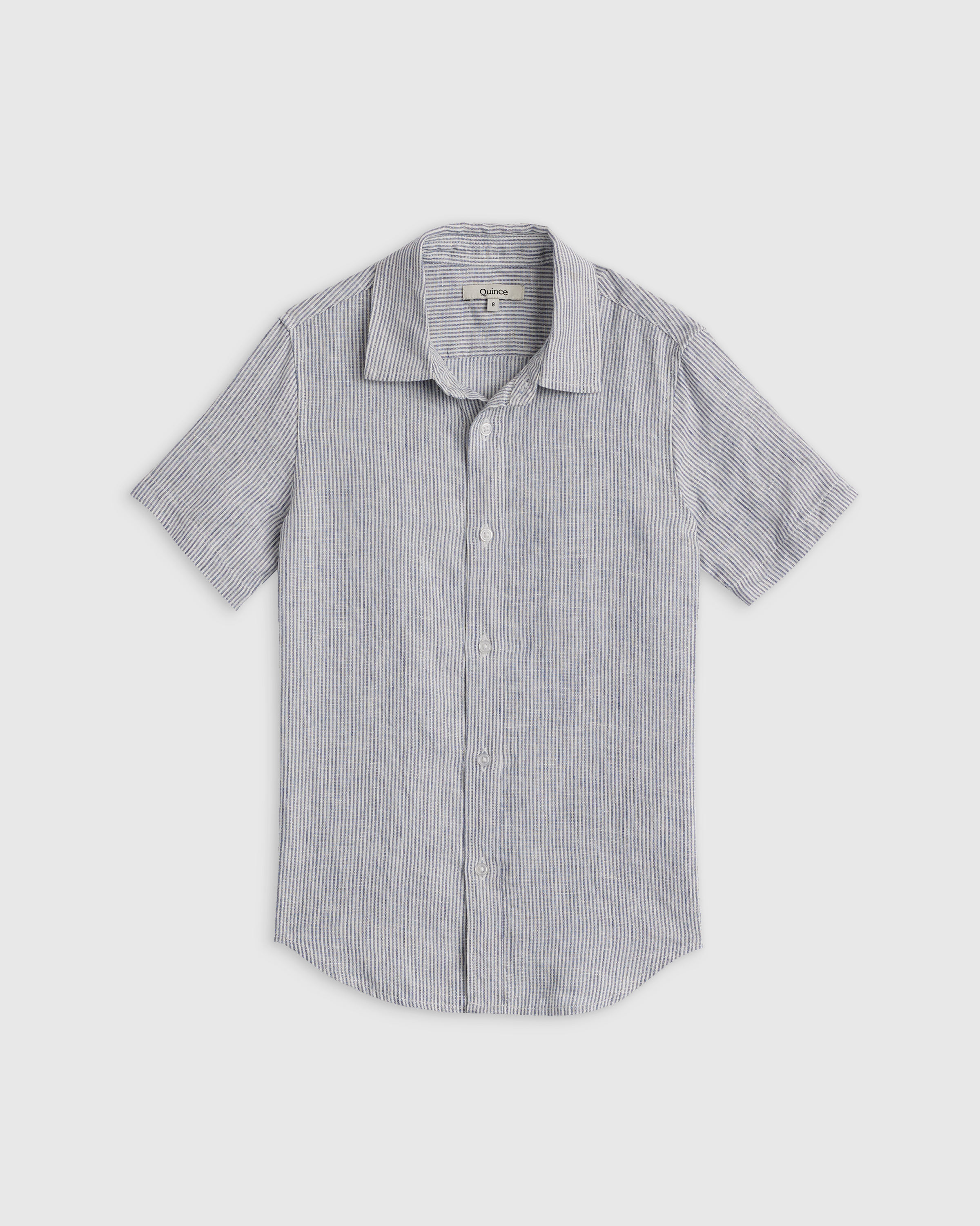 Blue Pinstripe 100% European Linen Short Sleeve Shirt
