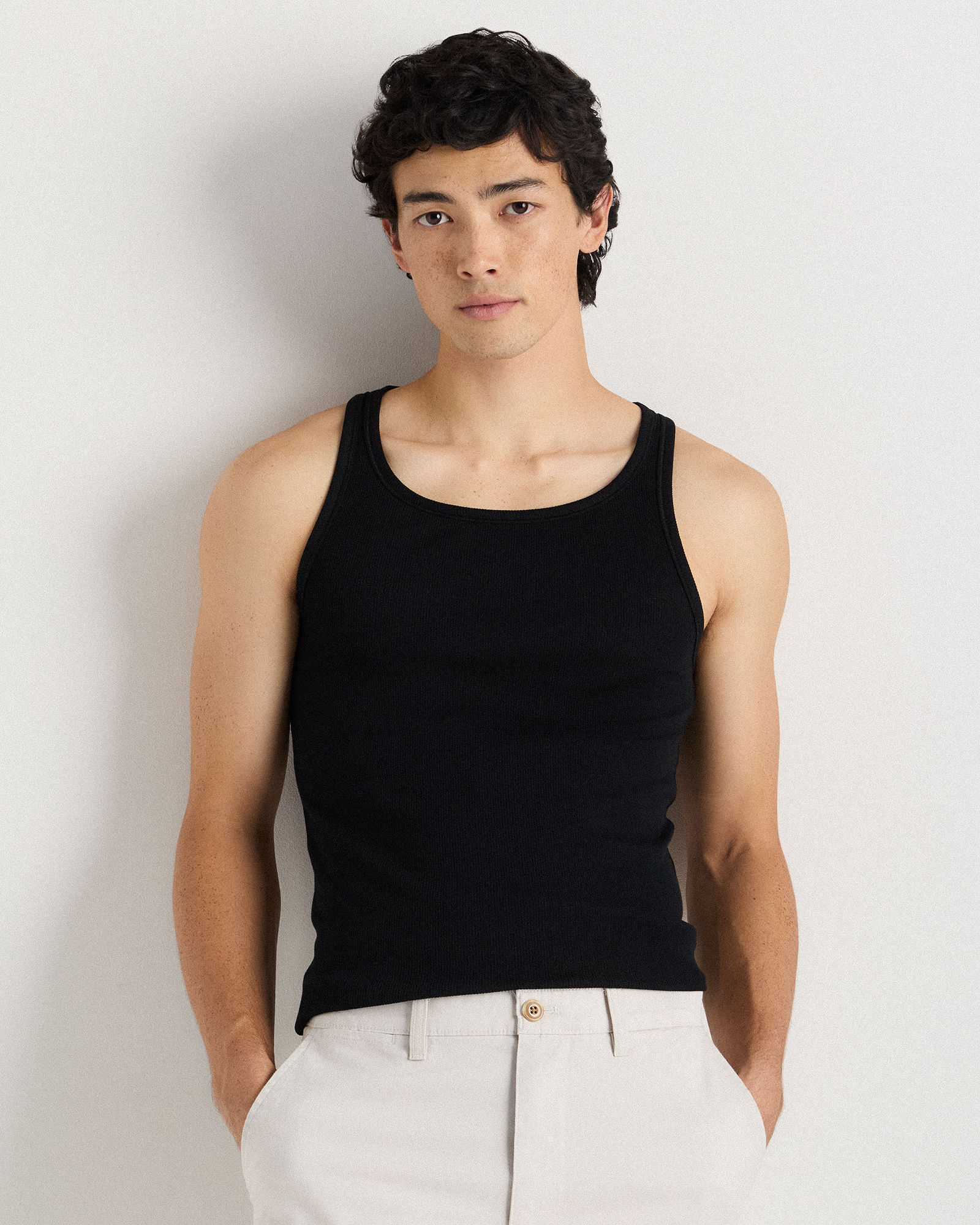 True Black Organic Cotton Ribbed Tank Top (3-Pack)
