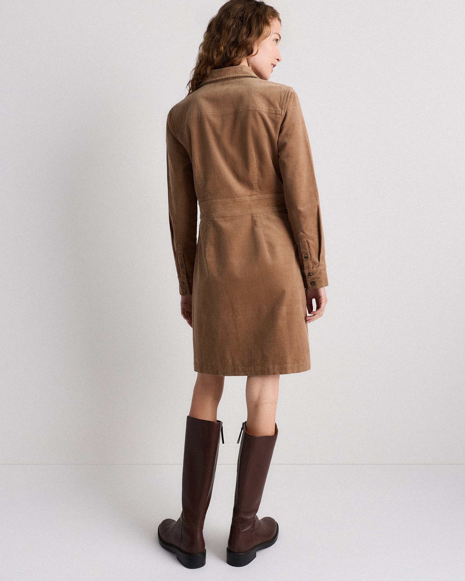 warm brown dress Brown Warm Cotton Waffle Fit and Flare Balloon Sleeves Maxi Dress 60" / Custom Height (Free)