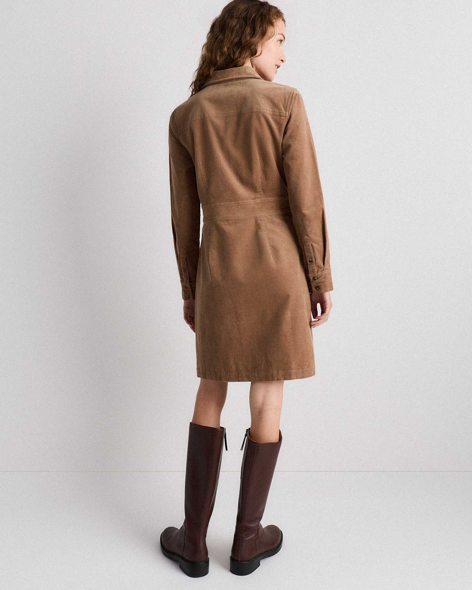 warm brown dress Joyfolie Women's Bette Dress in Warm Taupe | High-Low