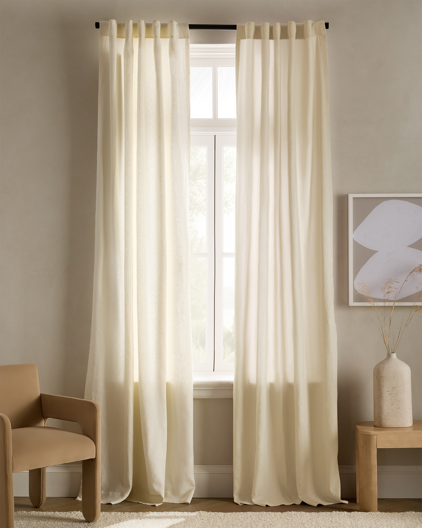 Ivory European Linen Curtain