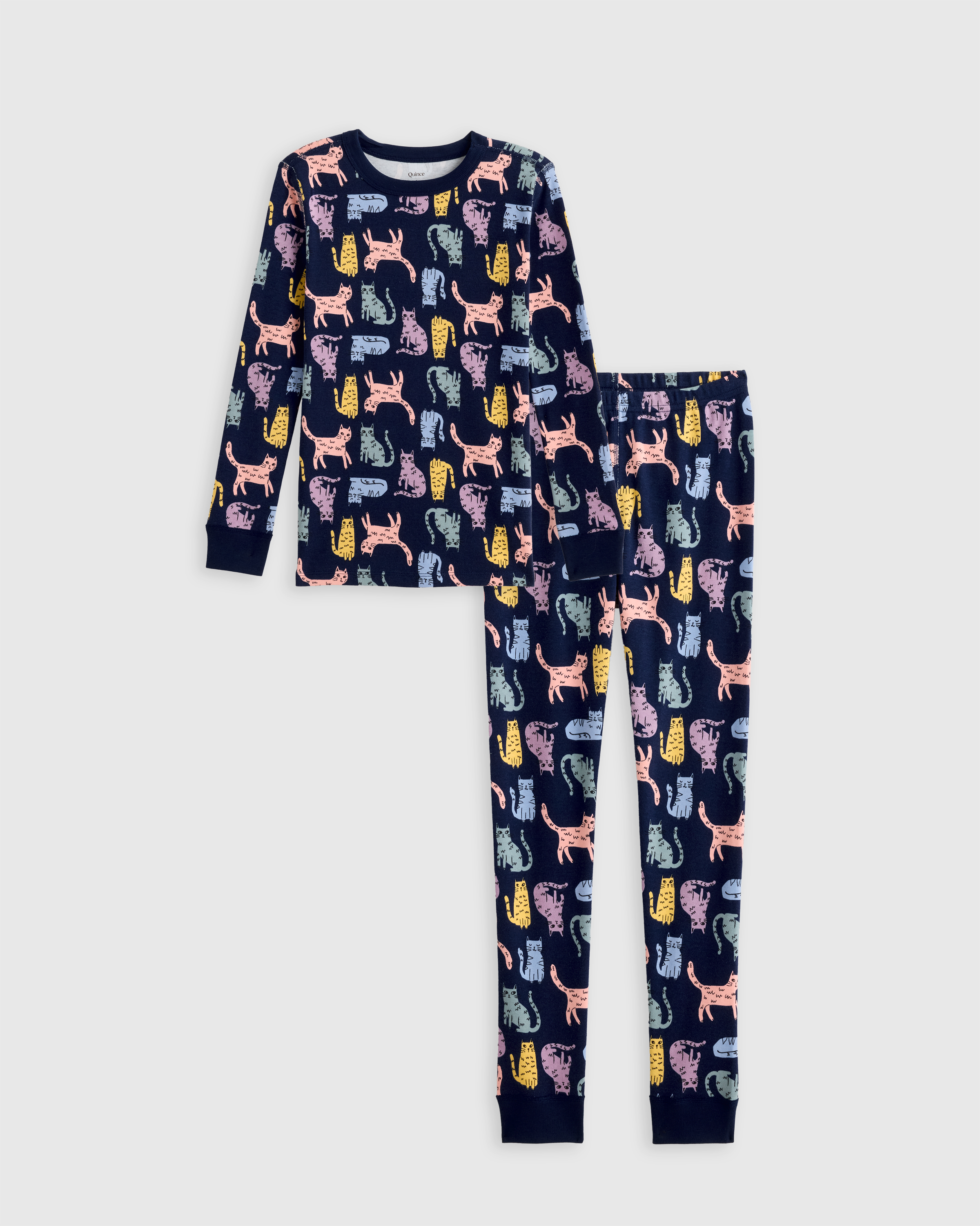 Cats 100% Organic Cotton Long Sleeve and Pant Pajama Set