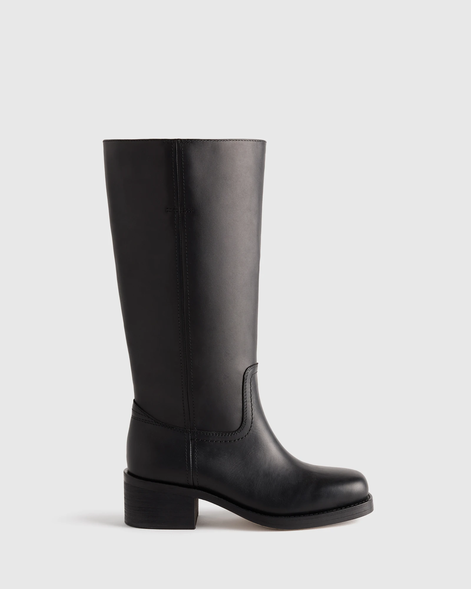 Italian Leather Block Heel Boot