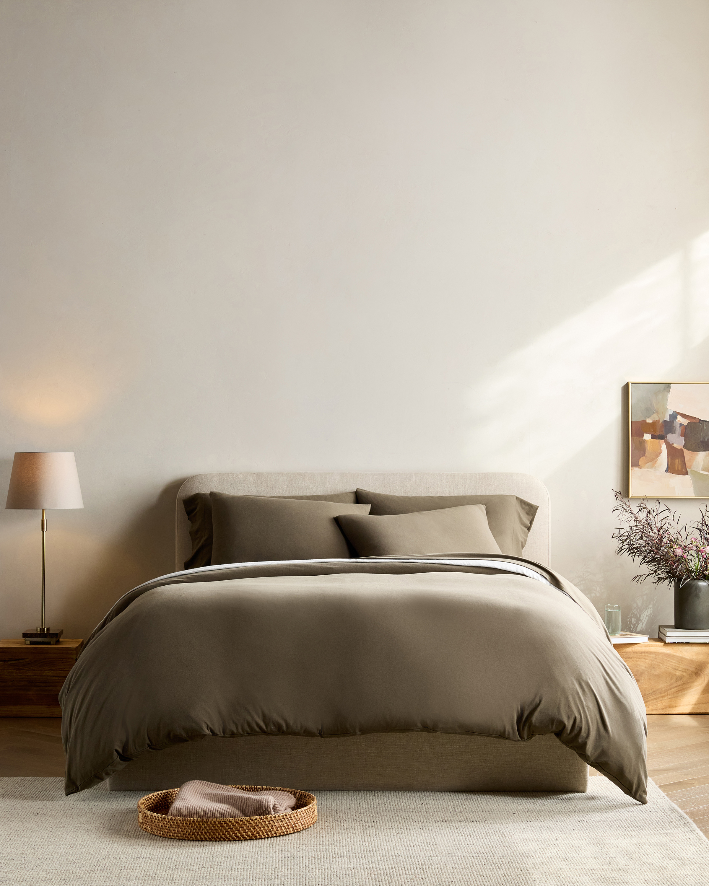 Dusty Olive Ensemble de housse de couette en jersey biologique