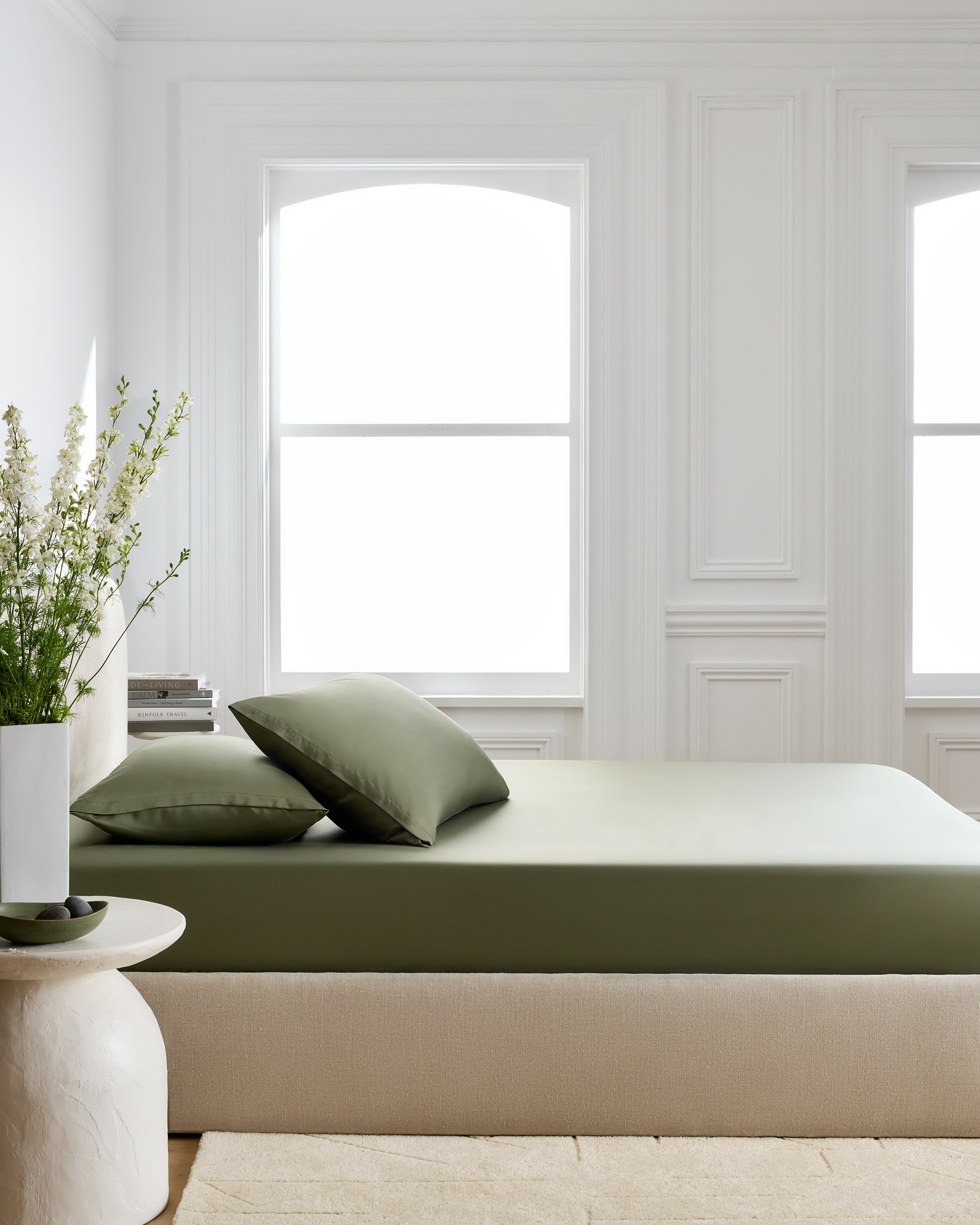 Bamboo Fitted Sheet Set - Olive, without flat sheet
