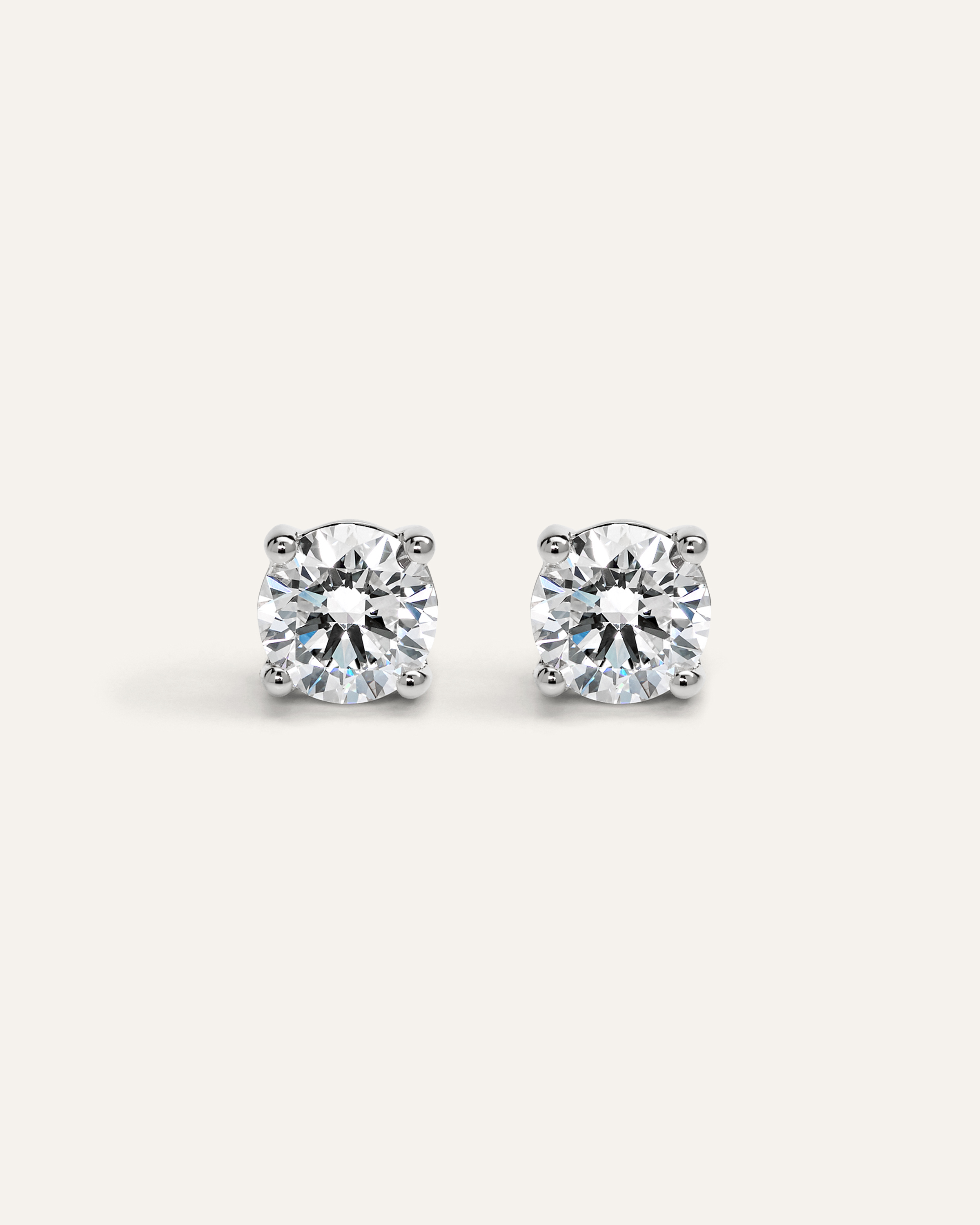 White Gold 14K Gold Lab Grown Diamond Four-Prong Solitaire Studs - 3ctw