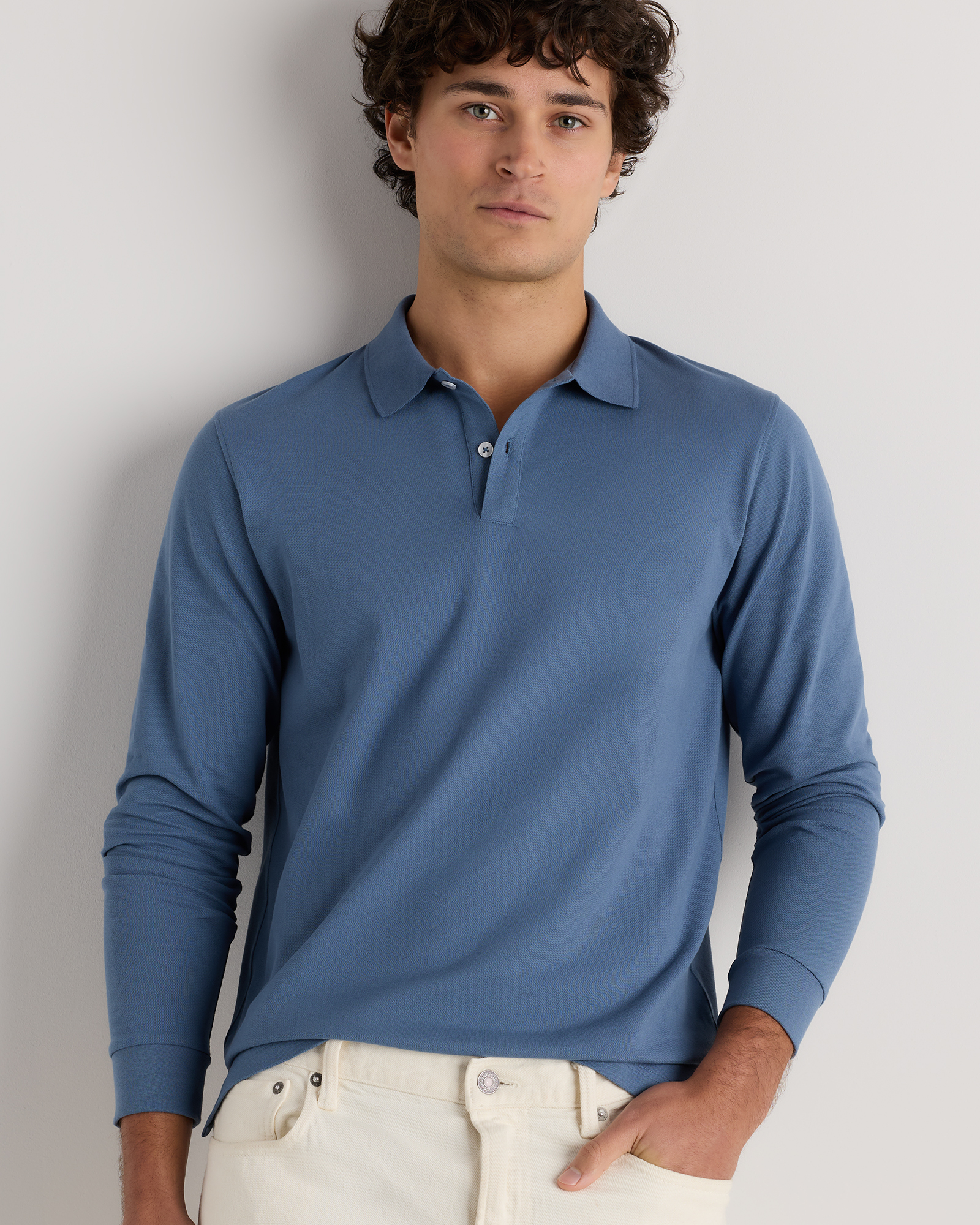 Organic Cotton Long Sleeve Pique Polo
