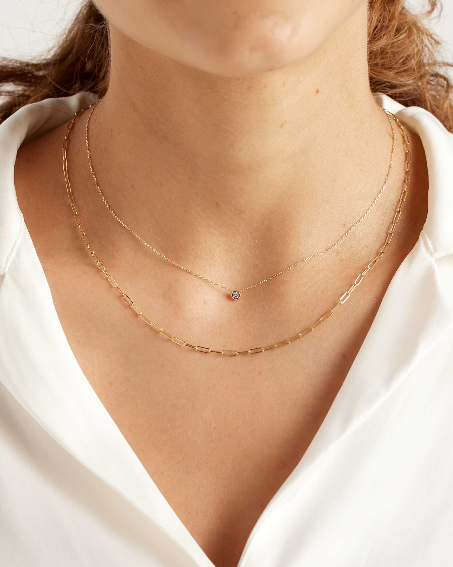 14K Gold East West Emerald Baguette Bar Necklace