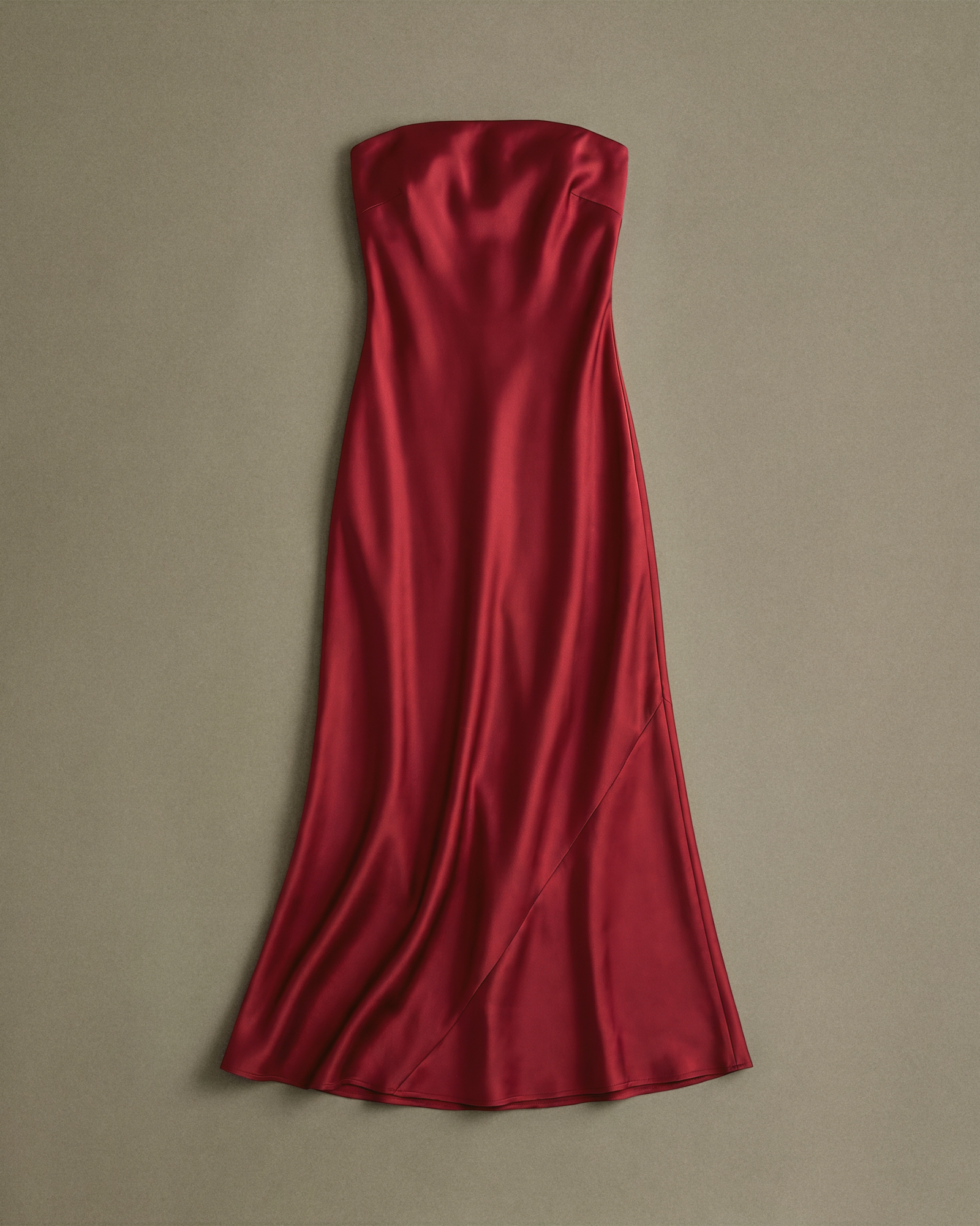 100 Washable Silk Strapless Midi Dress