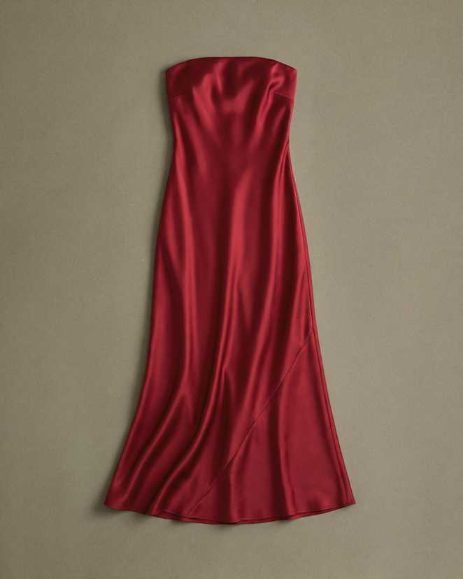 100 Washable Silk Strapless Midi Dress