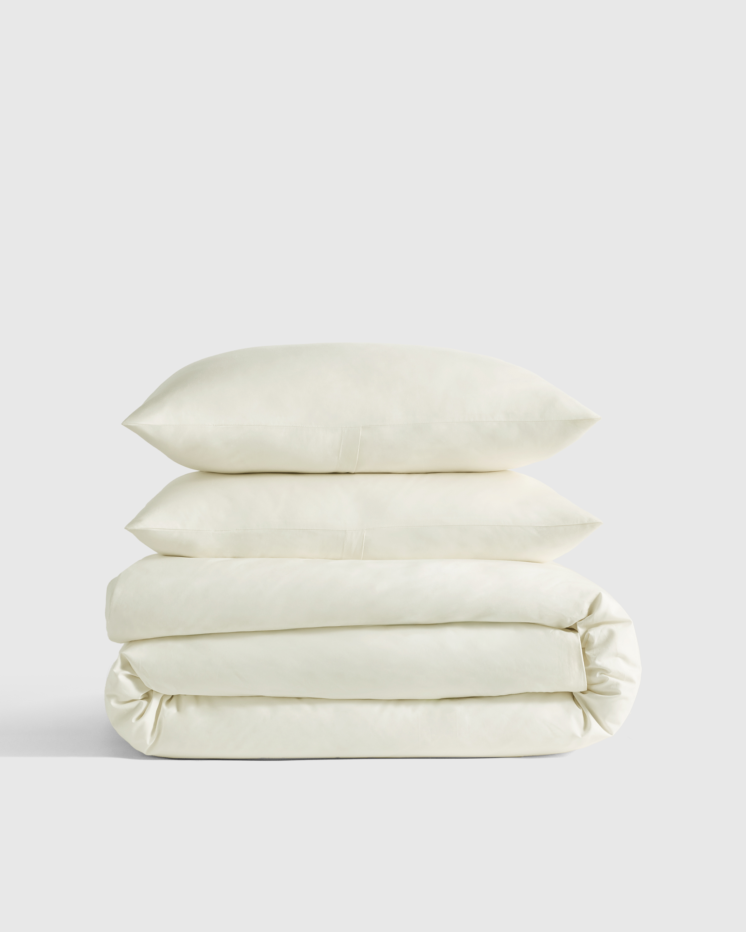 Classic Organic Percale Duvet Cover Set, Ivory, Full/Queen