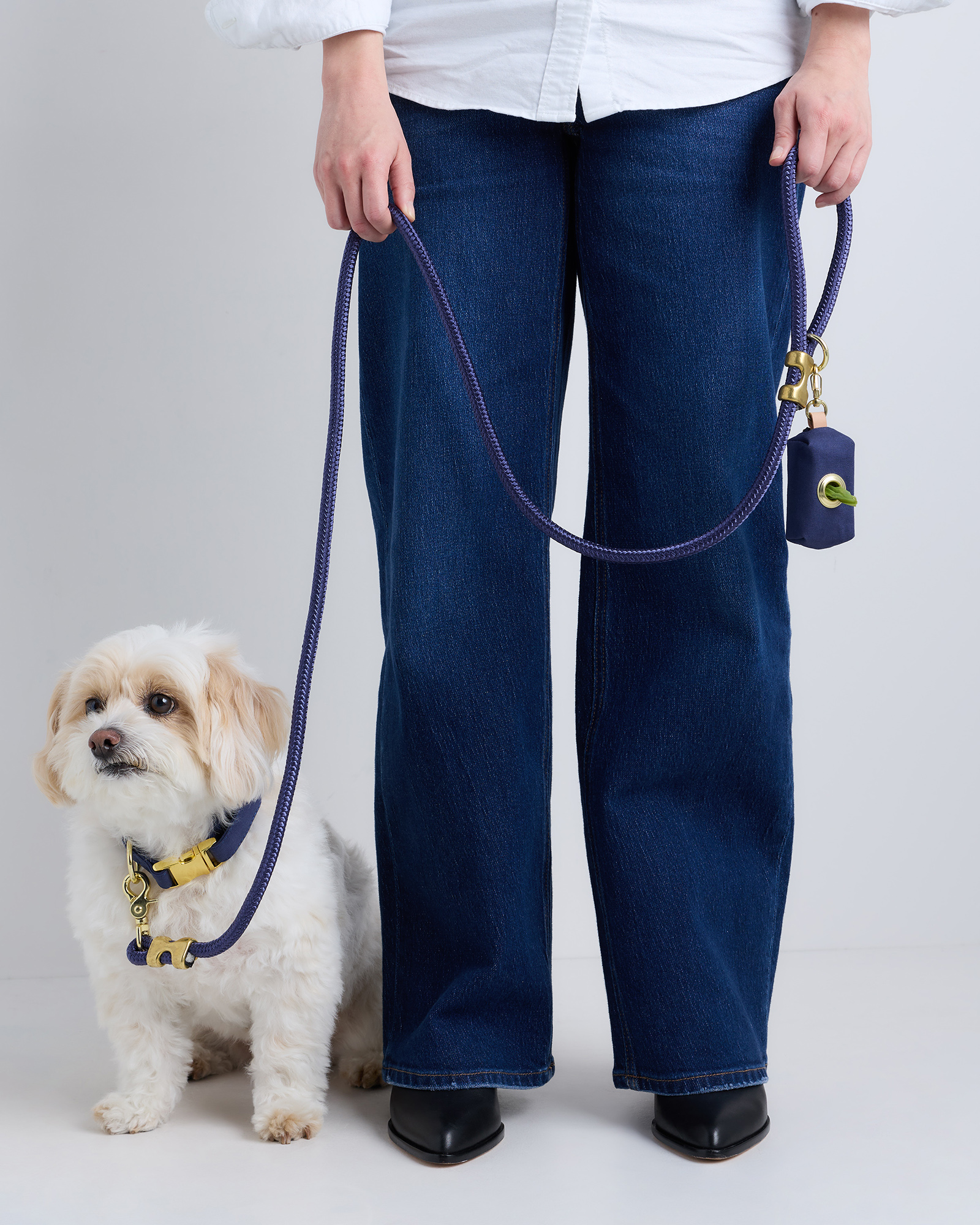 Navy Double-Braided Nylon Rope Dog Leash