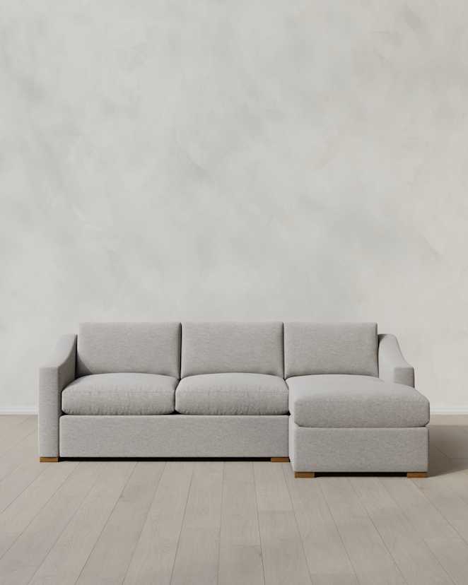 Hollis Slope Arm Chaise Sectional Right Arm 104in Performance Basketweave Fog