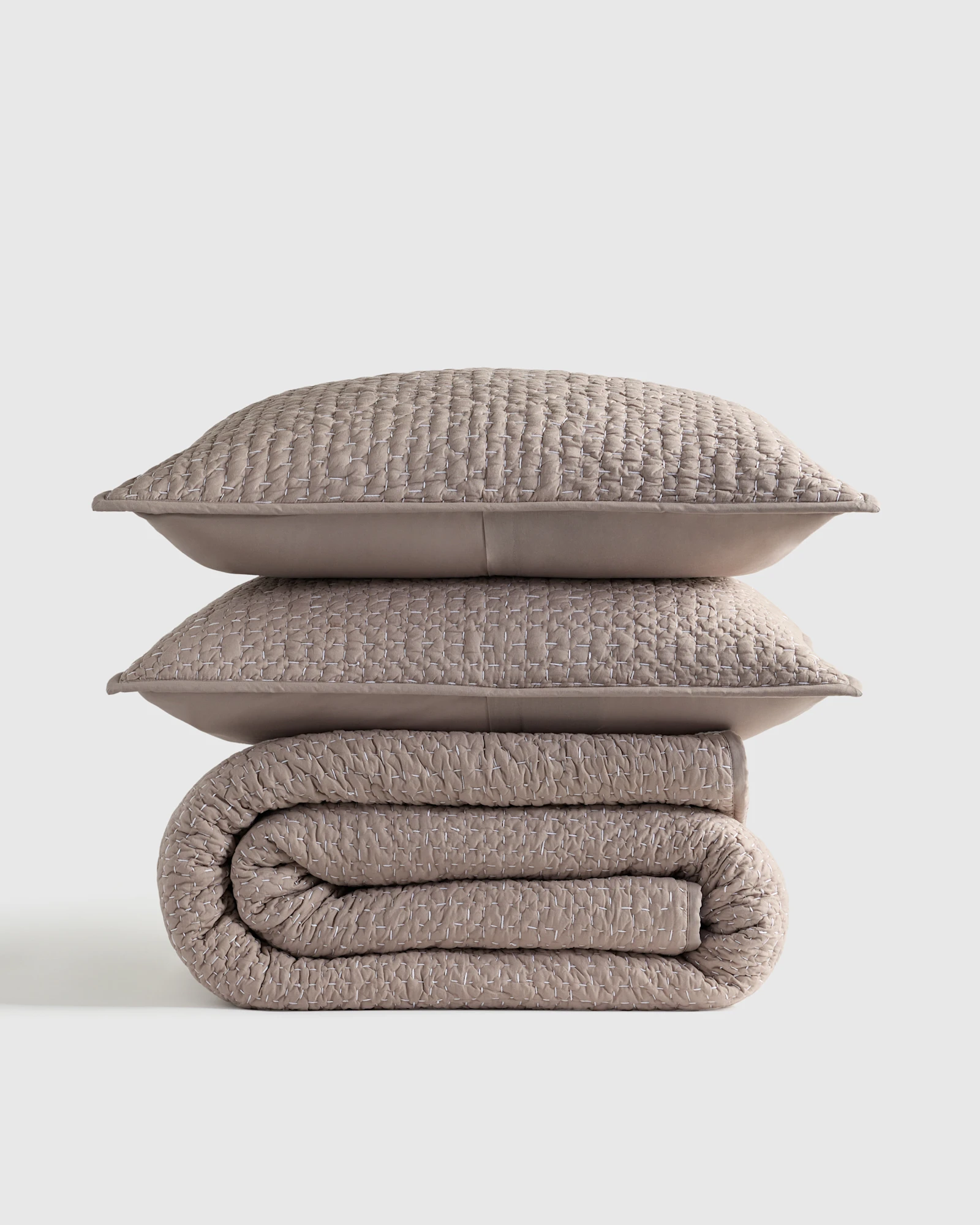 Organic Cotton Hand Stitched Quilt Set - White, King/Cal King