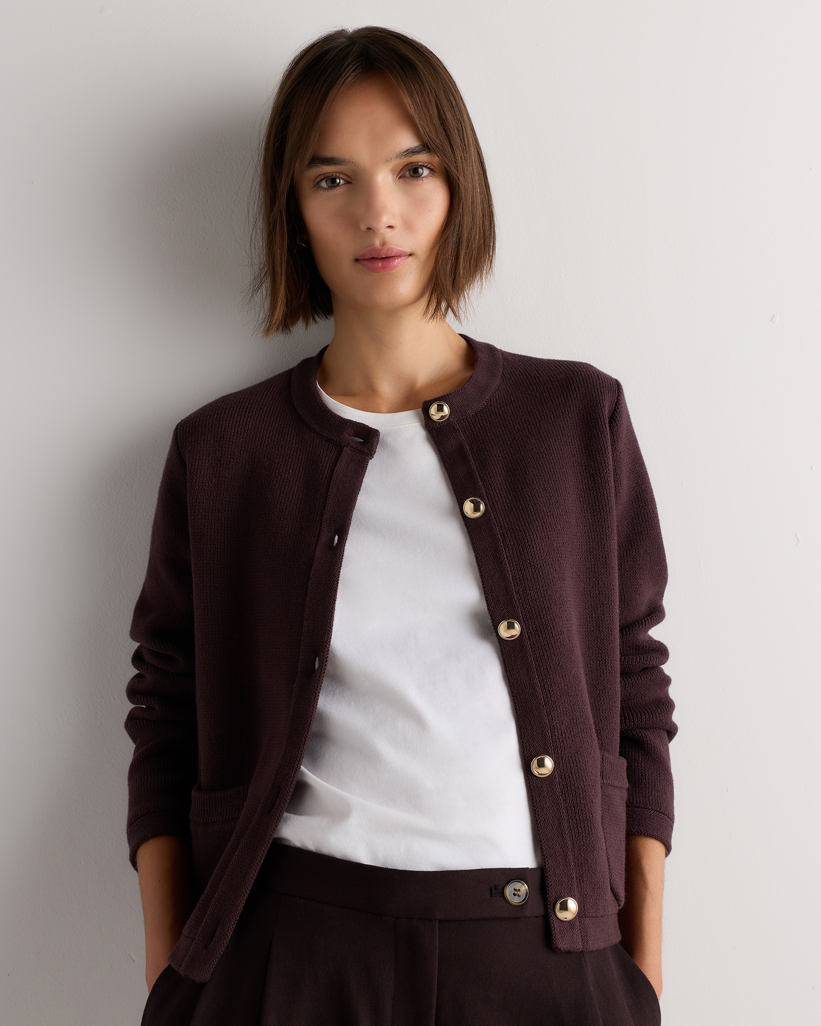 Chocolate Plum Brown 100% Organic Cotton Sweater Jacket