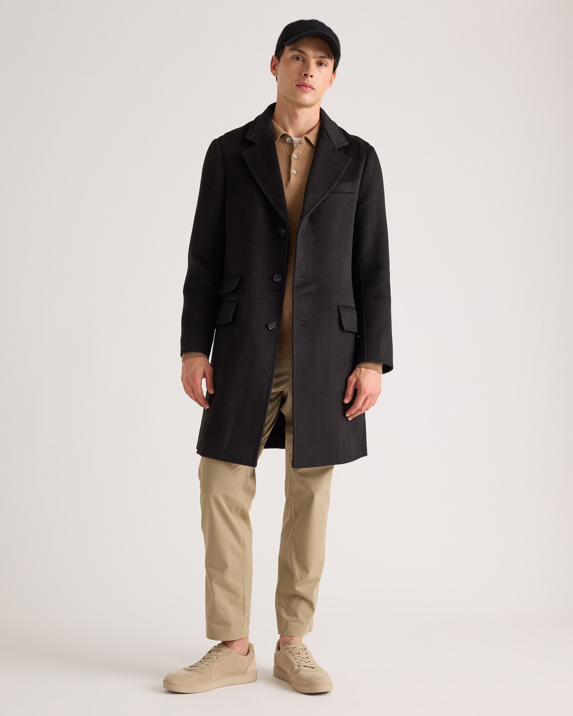 Quince Men's 100% Mongolian Cashmere Double-faced Overcoat In Black