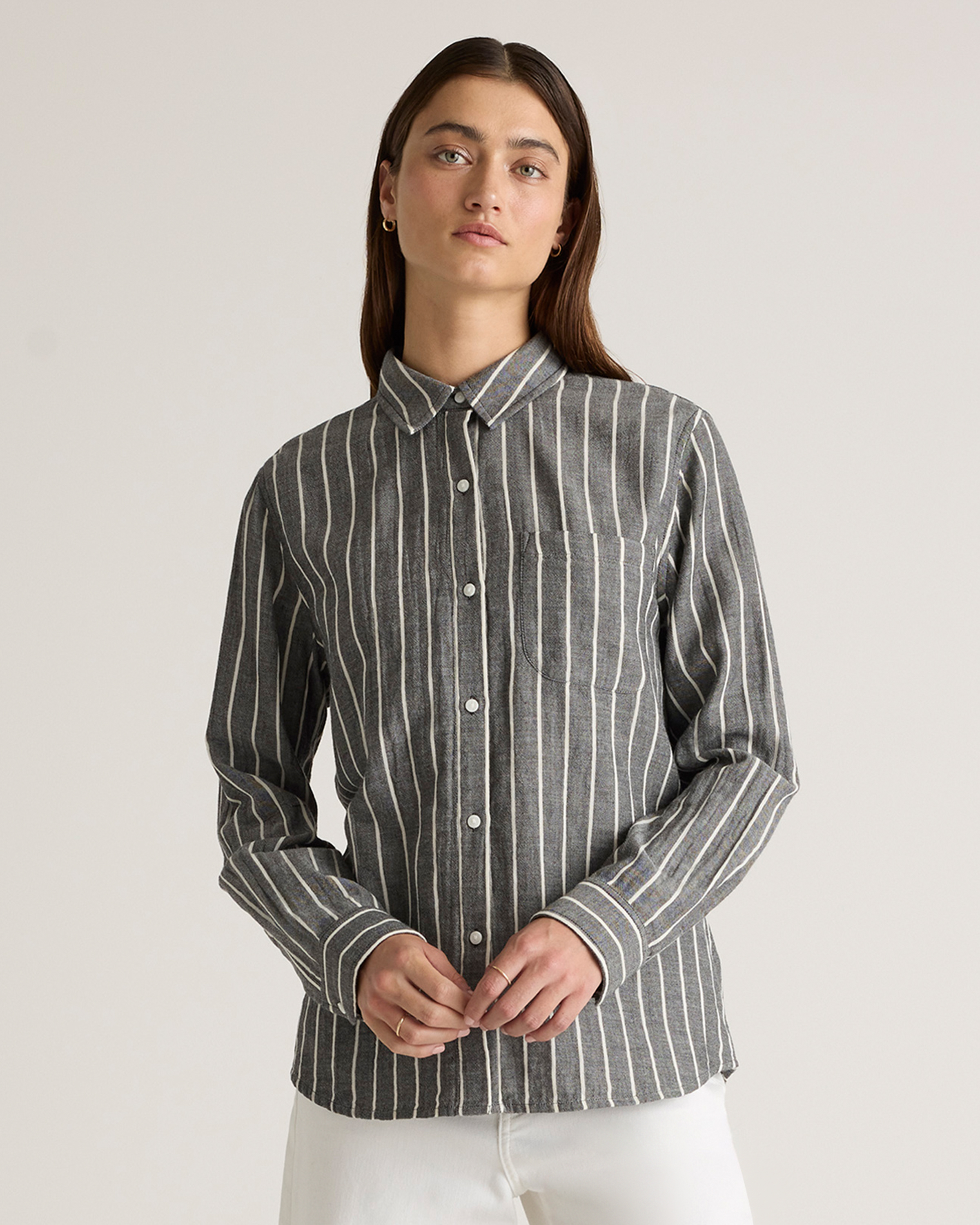100% Organic Cotton Gauze Roll Sleeve Shirt
