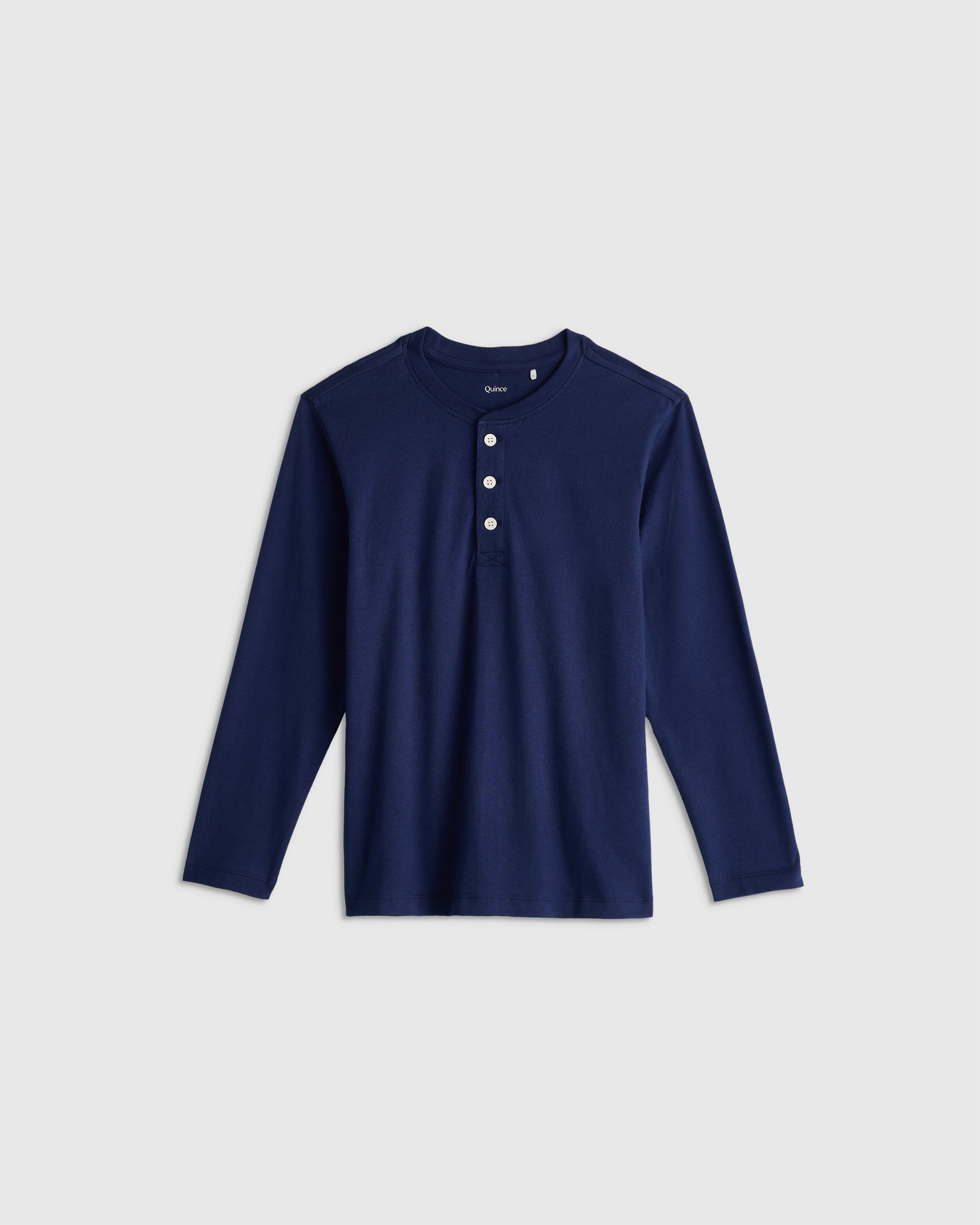 Navy 100% Organic Cotton Long Sleeve Henley Tee