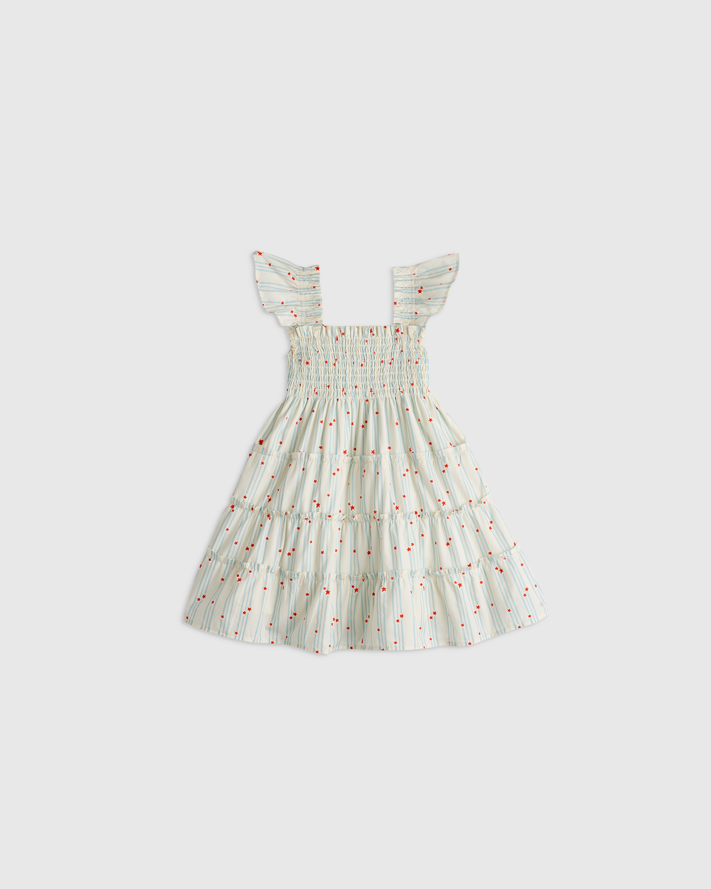 Stars and Stripes 100% Organic Cotton Poplin Smocked Dress