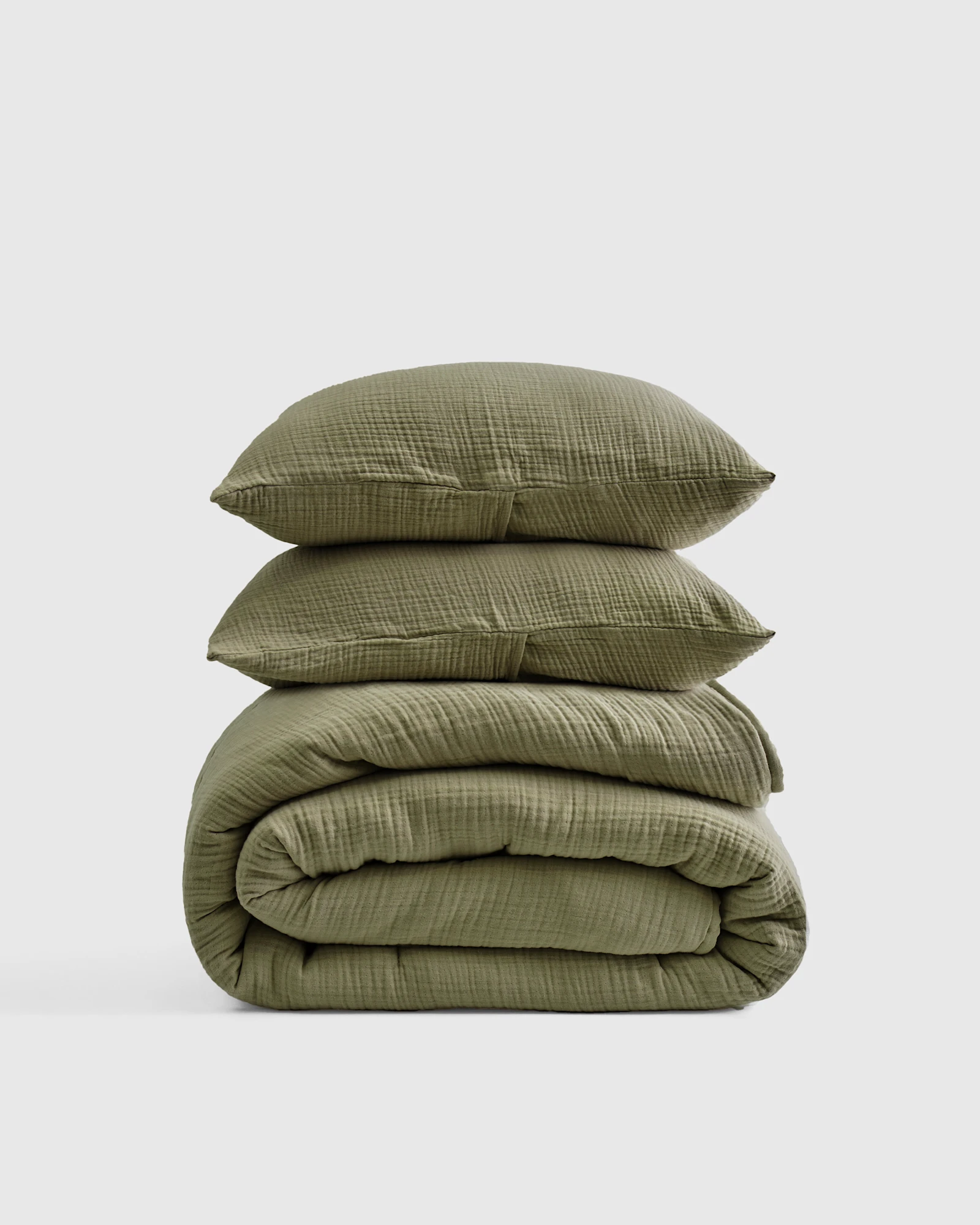 Organic Cotton Gauze Dream Quilt Set - Dried Sage, Full/Queen