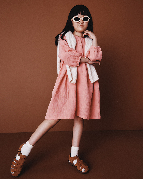 Coral Blush 100% Organic Cotton Gauze Dress