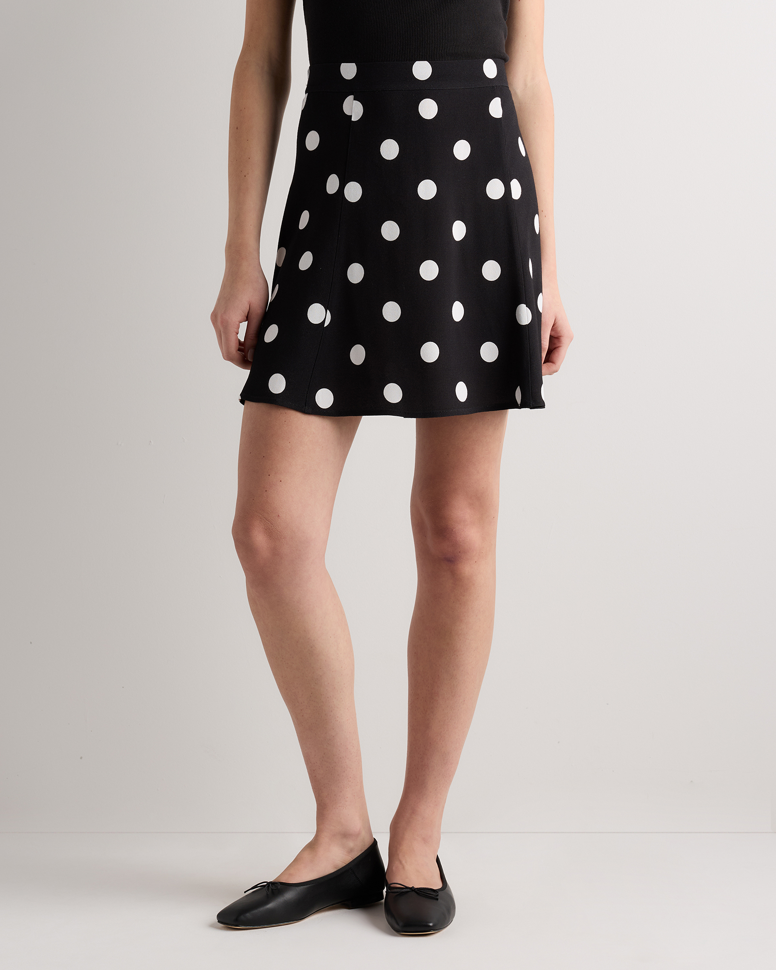 Large Dot Lightweight Crepe A-Line Mini Skirt
