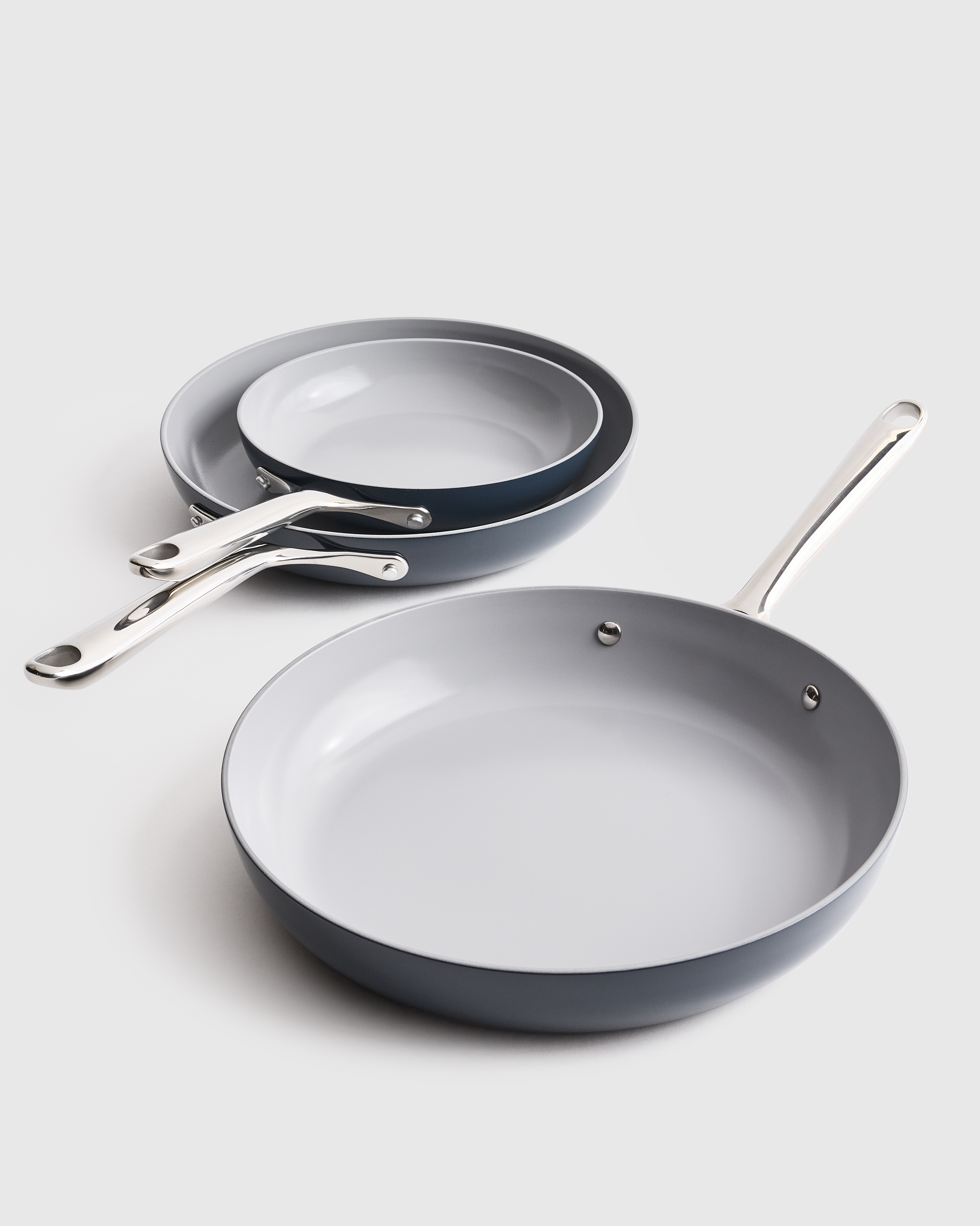 Navy Ceramic Nonstick Frying Pan Set: 8", 10" & 12"
