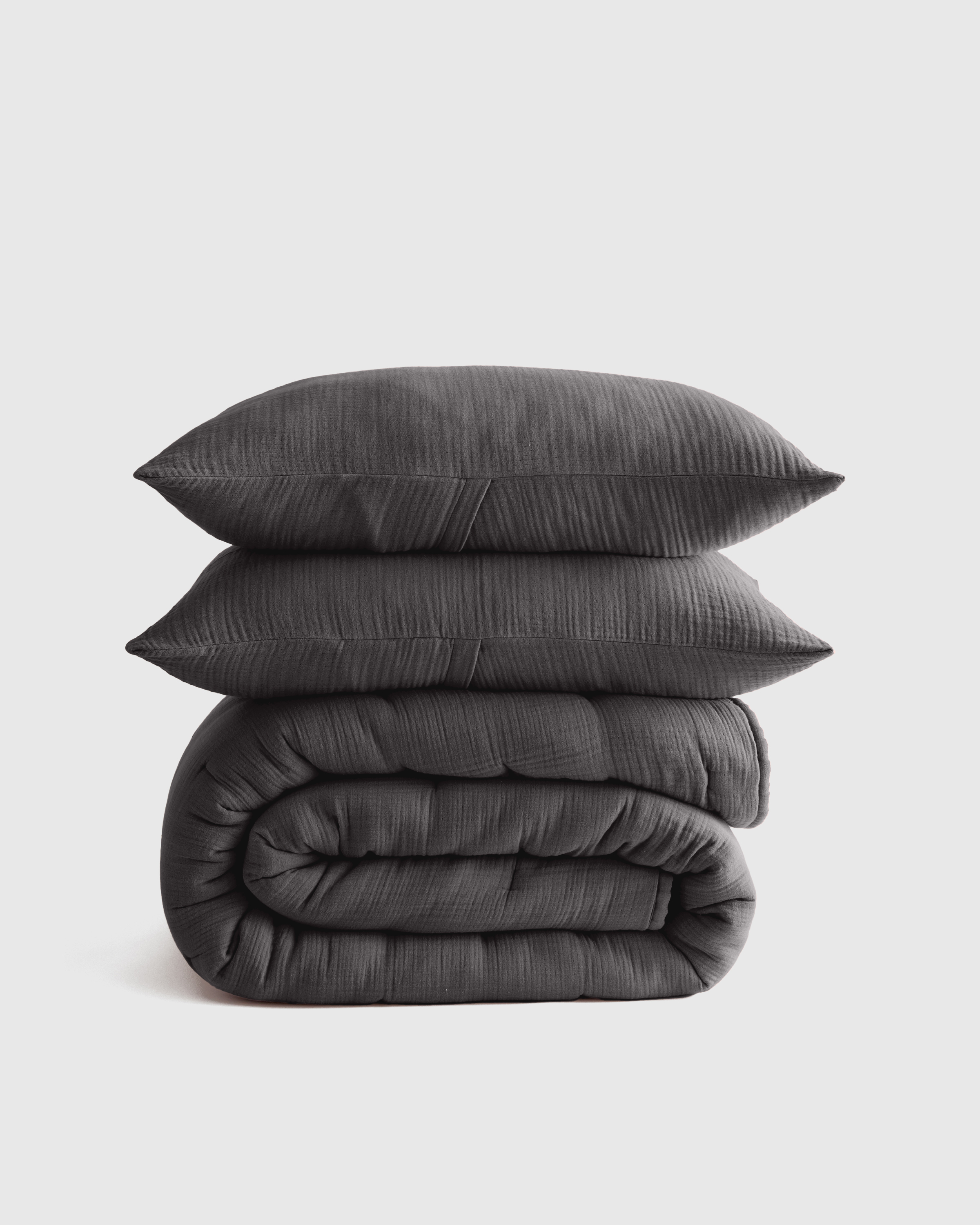 Charcoal Organic Airy Gauze Dream Quilt Set