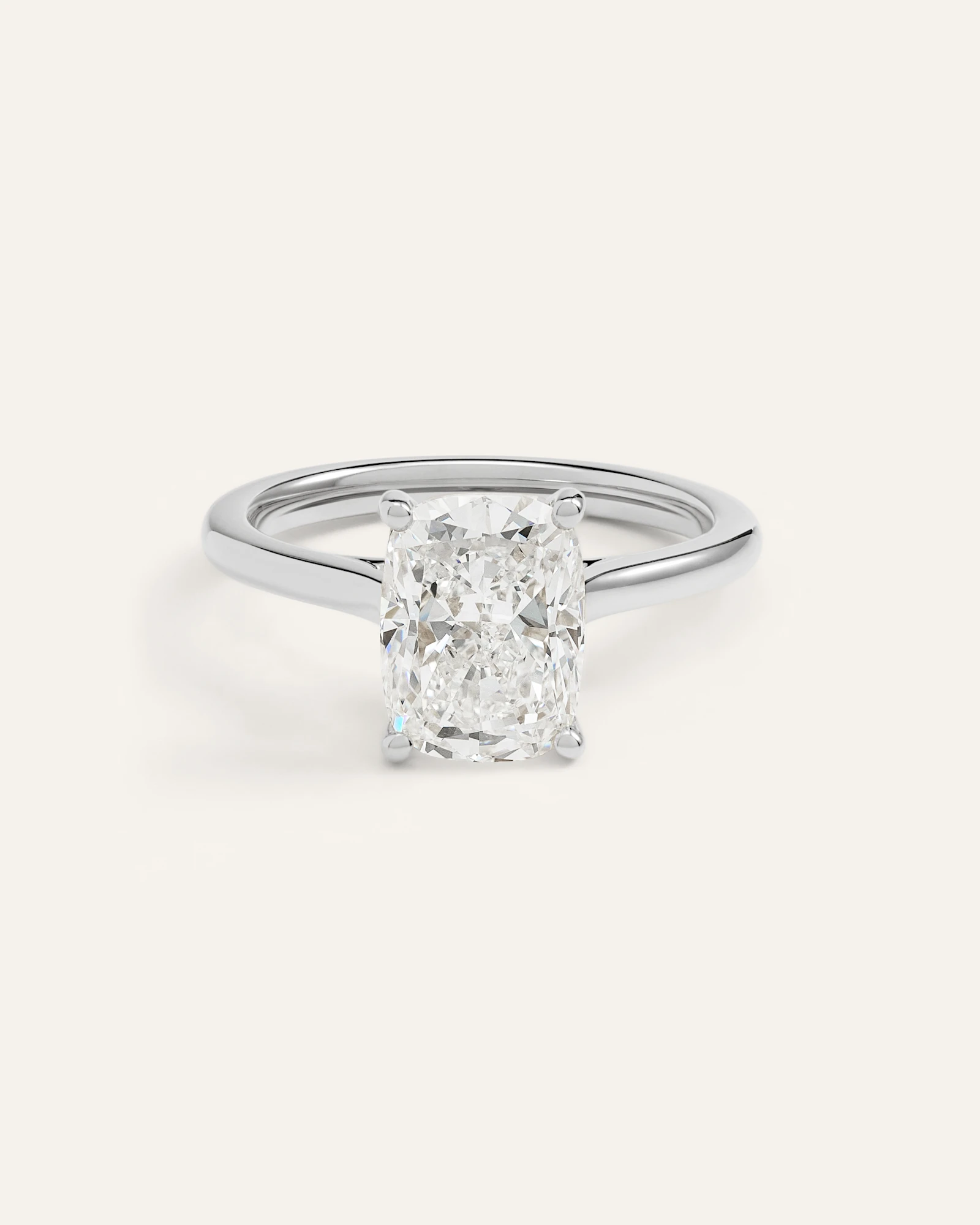 Lab Grown Diamond Elongated Cushion Trellis Cathedral Engagement Ring - 3ct