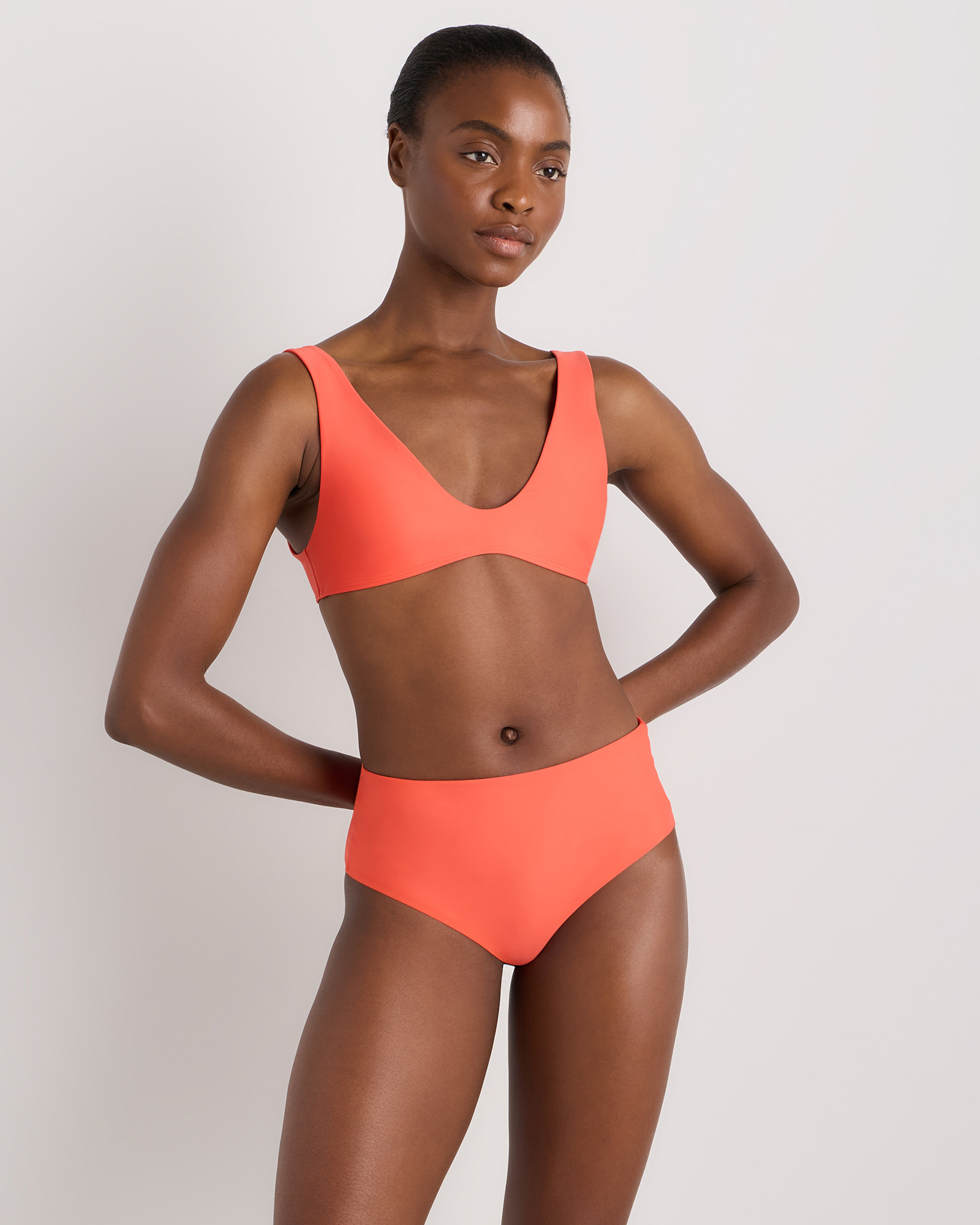 Sunset Orange Italian Plunge Bikini Top