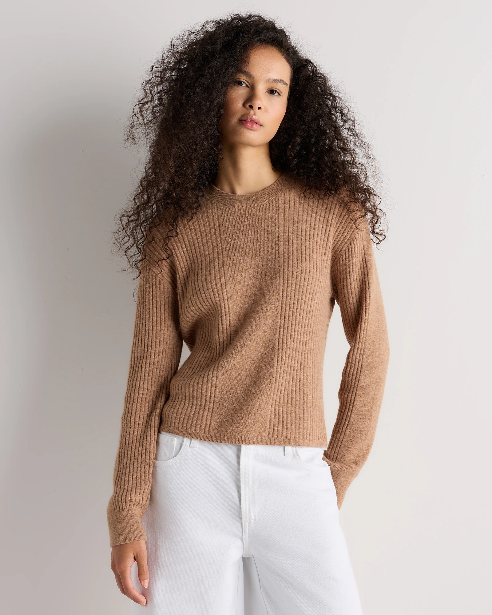 Women's Lightweight Baby Alpaca Ribbed Crewneck