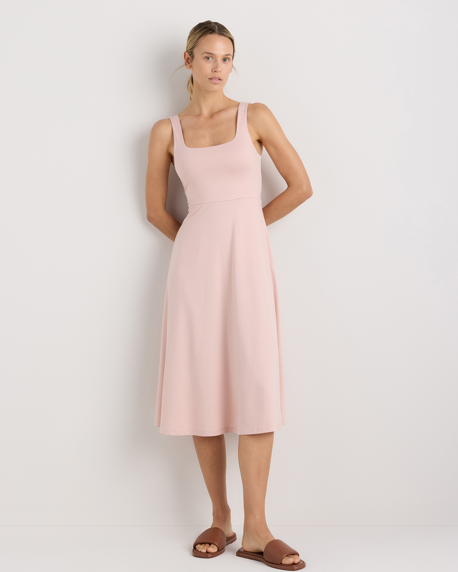 Heather Shell Pink Flowknit Breeze Fit & Flare Dress