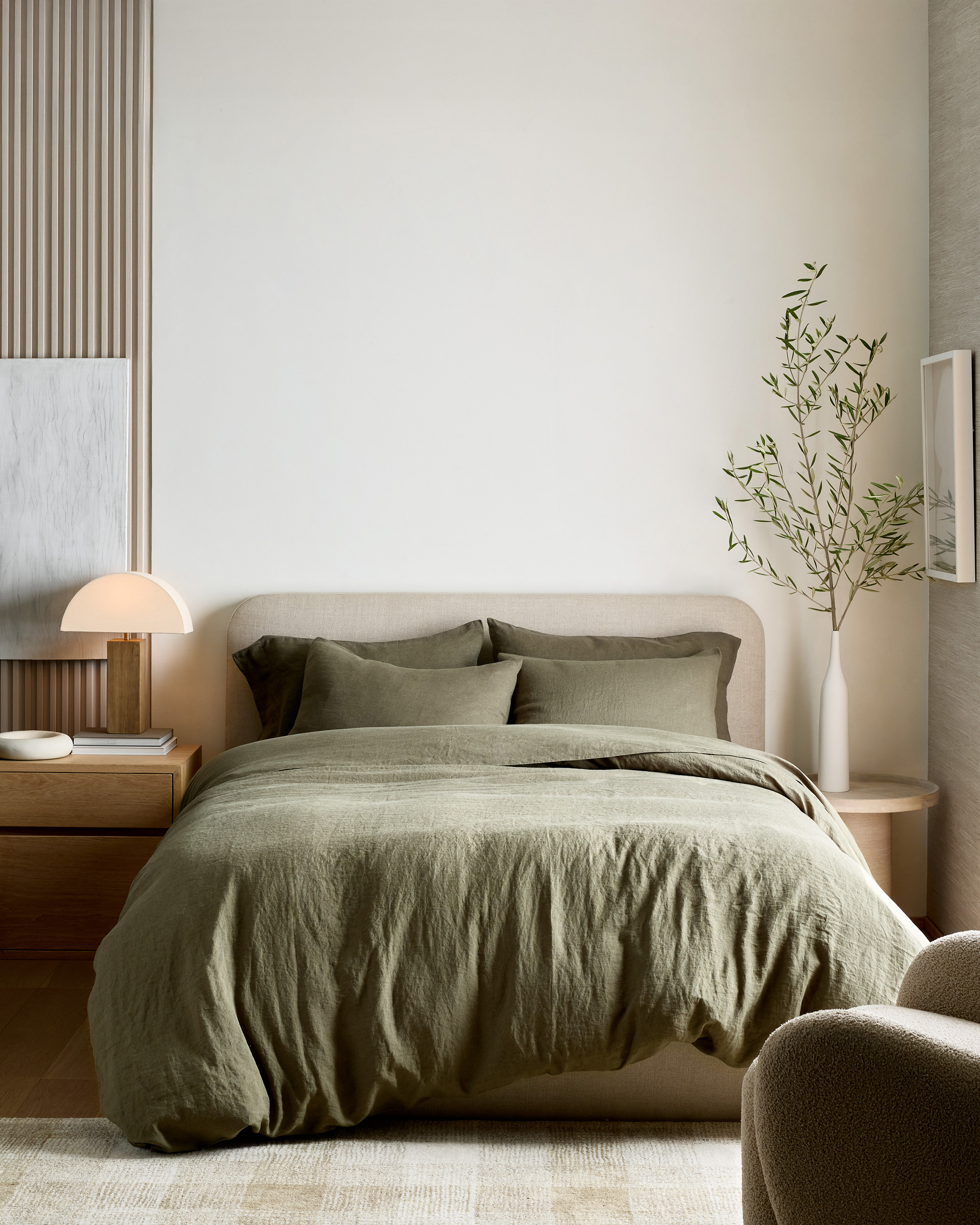 Dusty Olive European Linen Deluxe Bedding Bundle