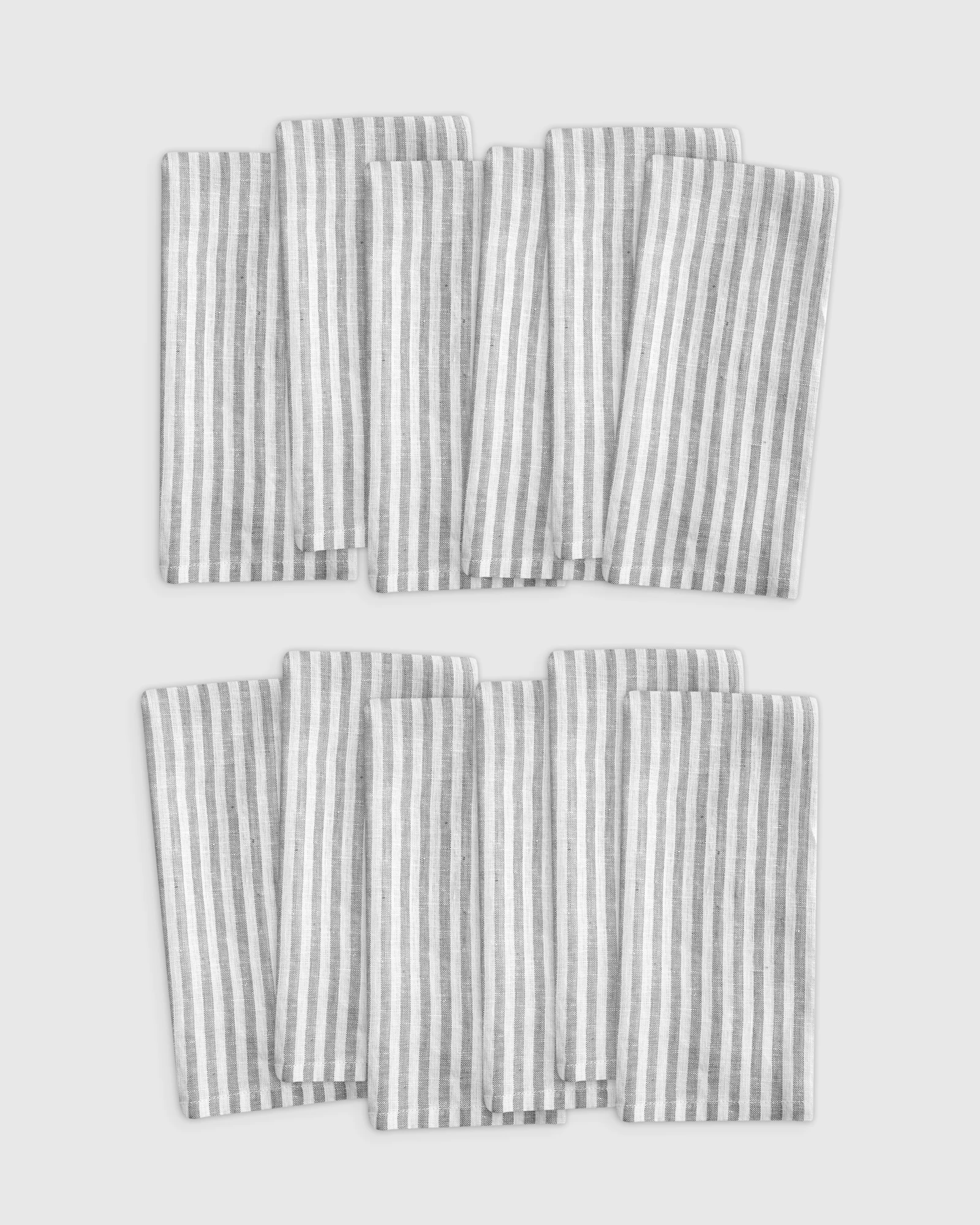 European Linen Stripe Napkins (Set of 12) - Mist/White Stripe