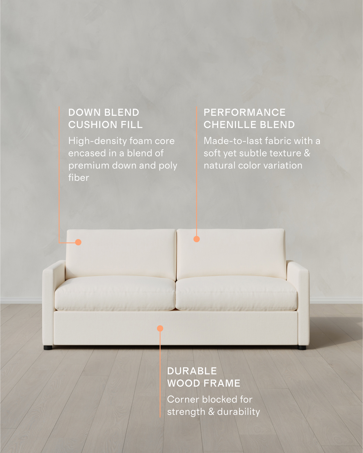 Brennan Chenille Linen Blend Sofa in Marshmallow