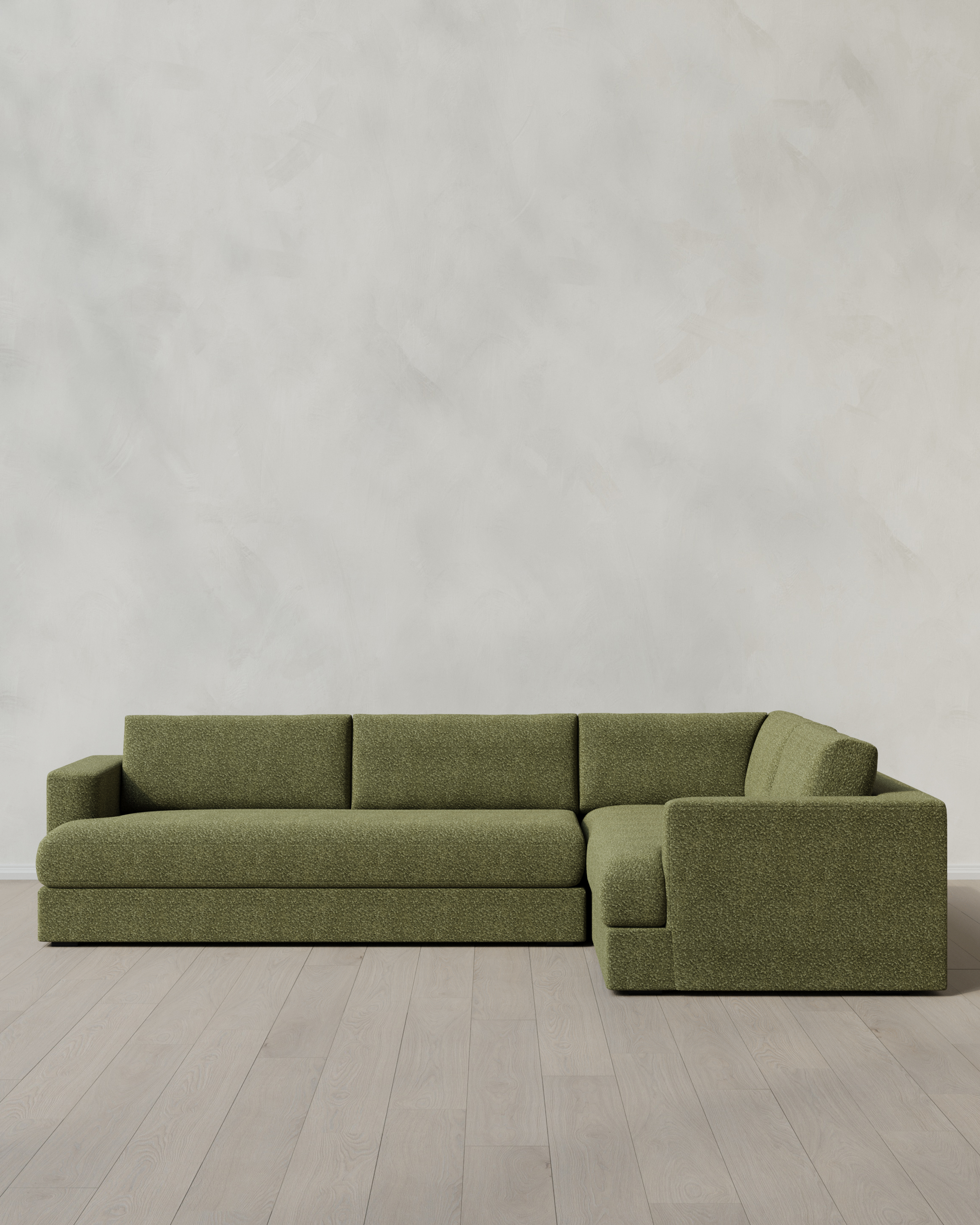 Fern Sierra Curved Arm L Sectional in Performance Boucle